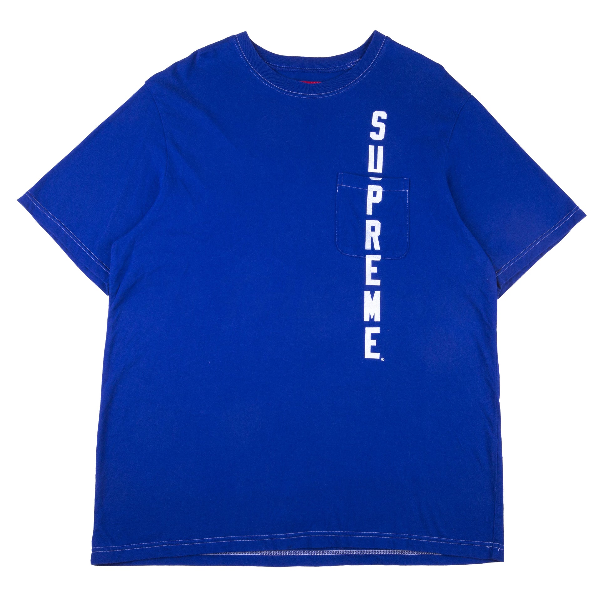Supreme Blue Contrast Stitch Pocket Tee PRE-OWNED