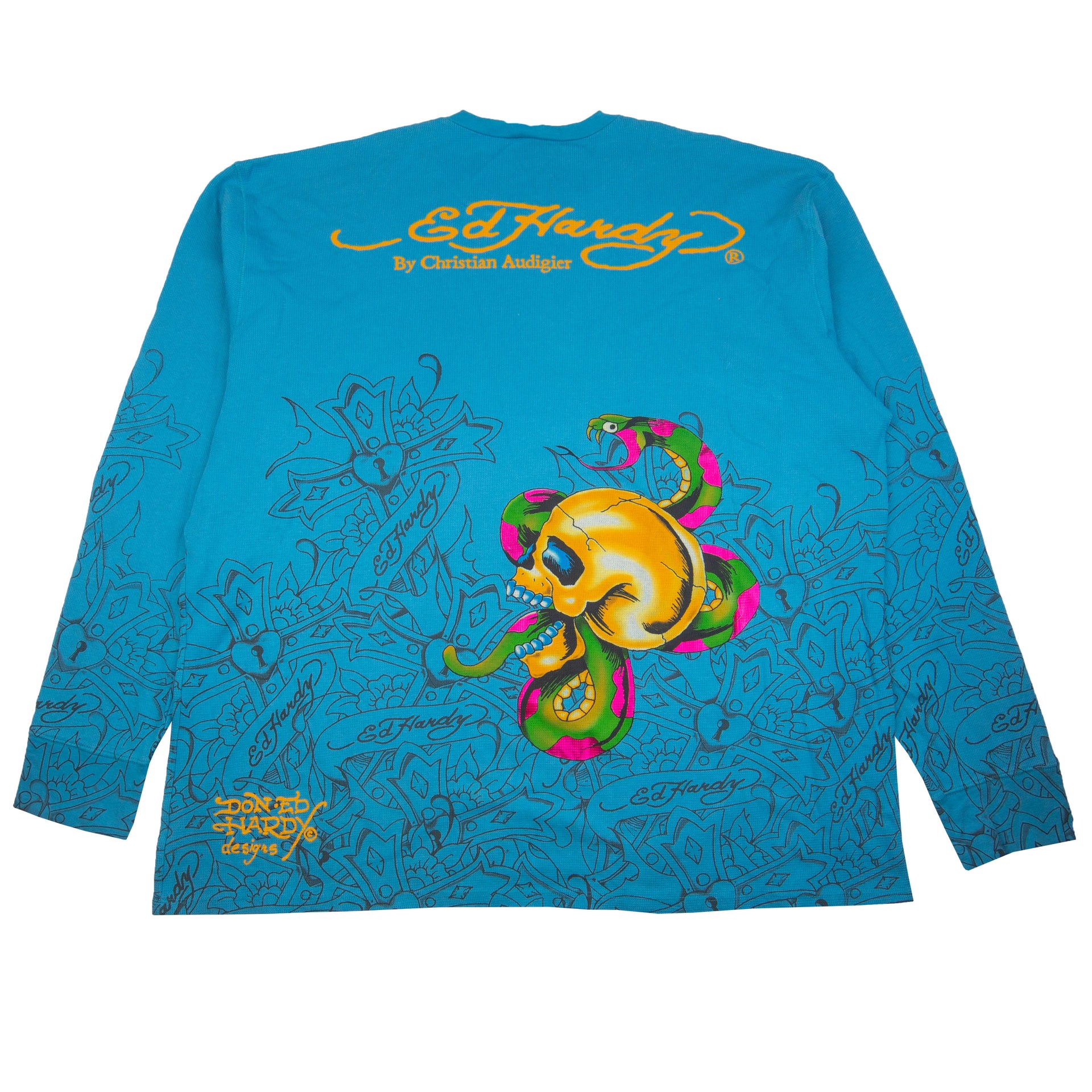 Vintage Teal Ed Hardy Love Kills Slowly Thermal (2000's)