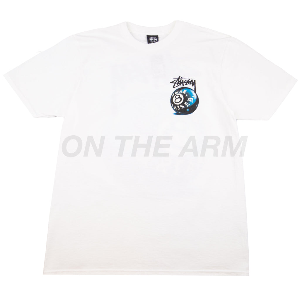 Stussy White Born x Raised 8 Ball Tee – On The Arm