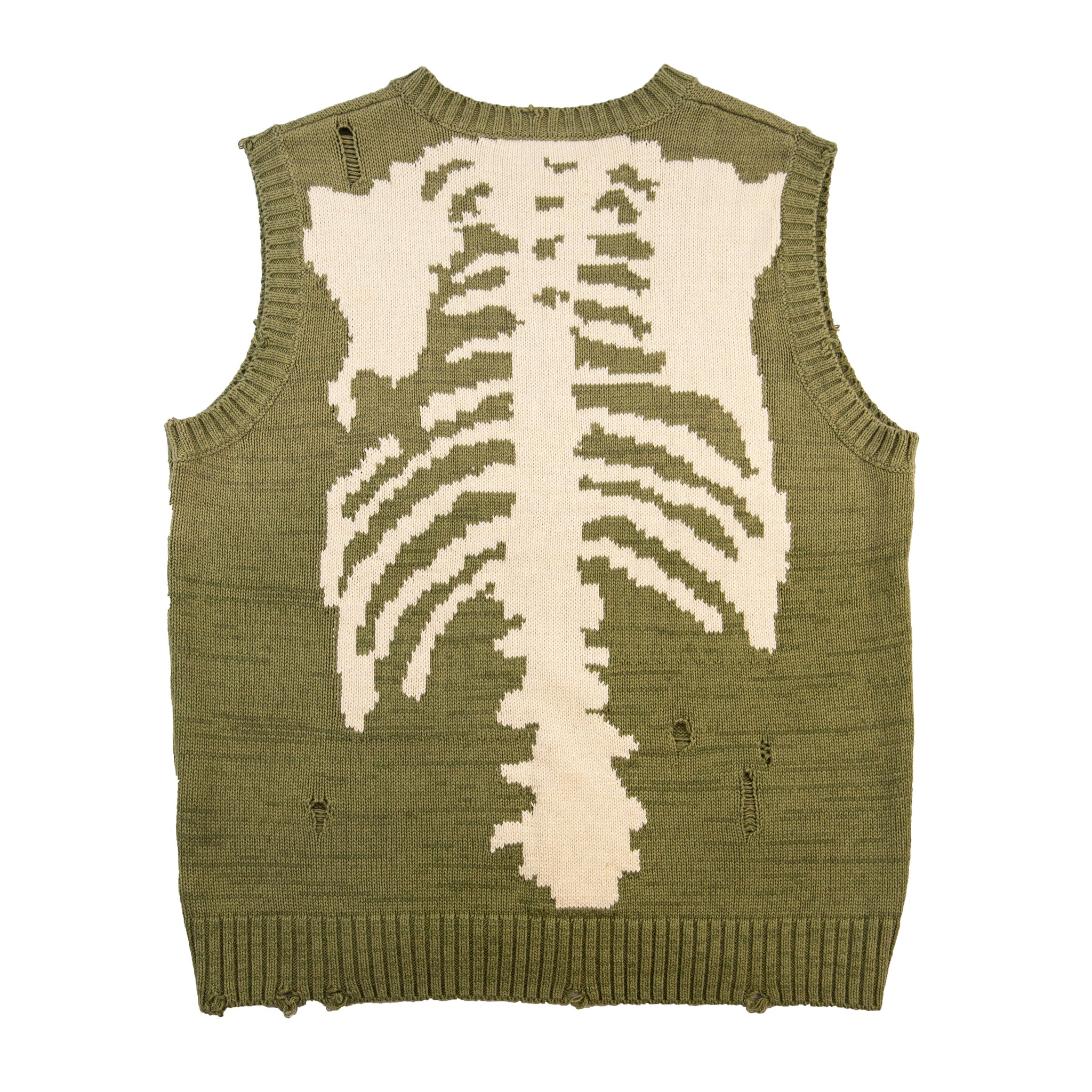 Kapital Olive 5G Bones Knit Vest PRE-OWNED