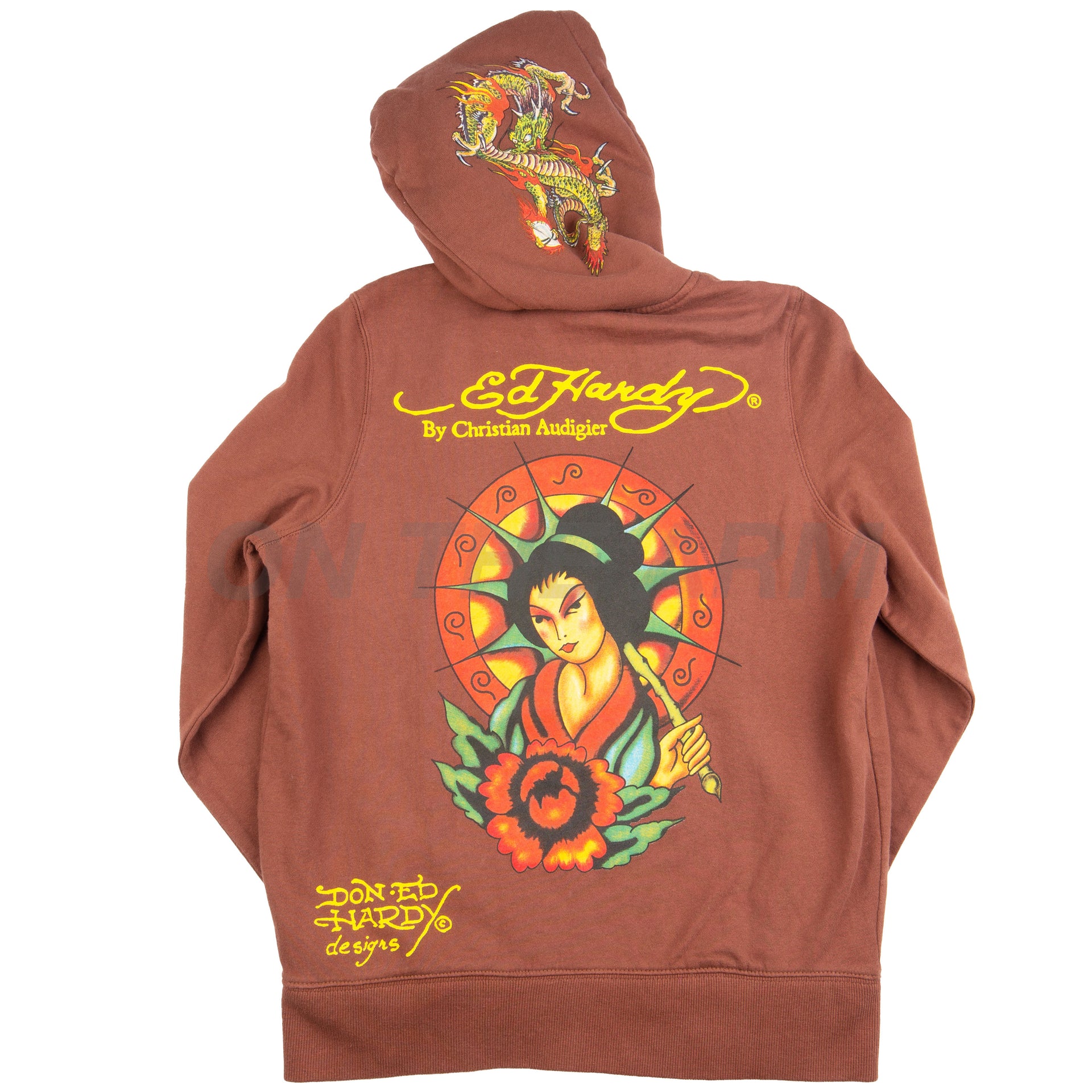 Vintage Women's Brown Ed Hardy Dragon Zip Up (2000's)