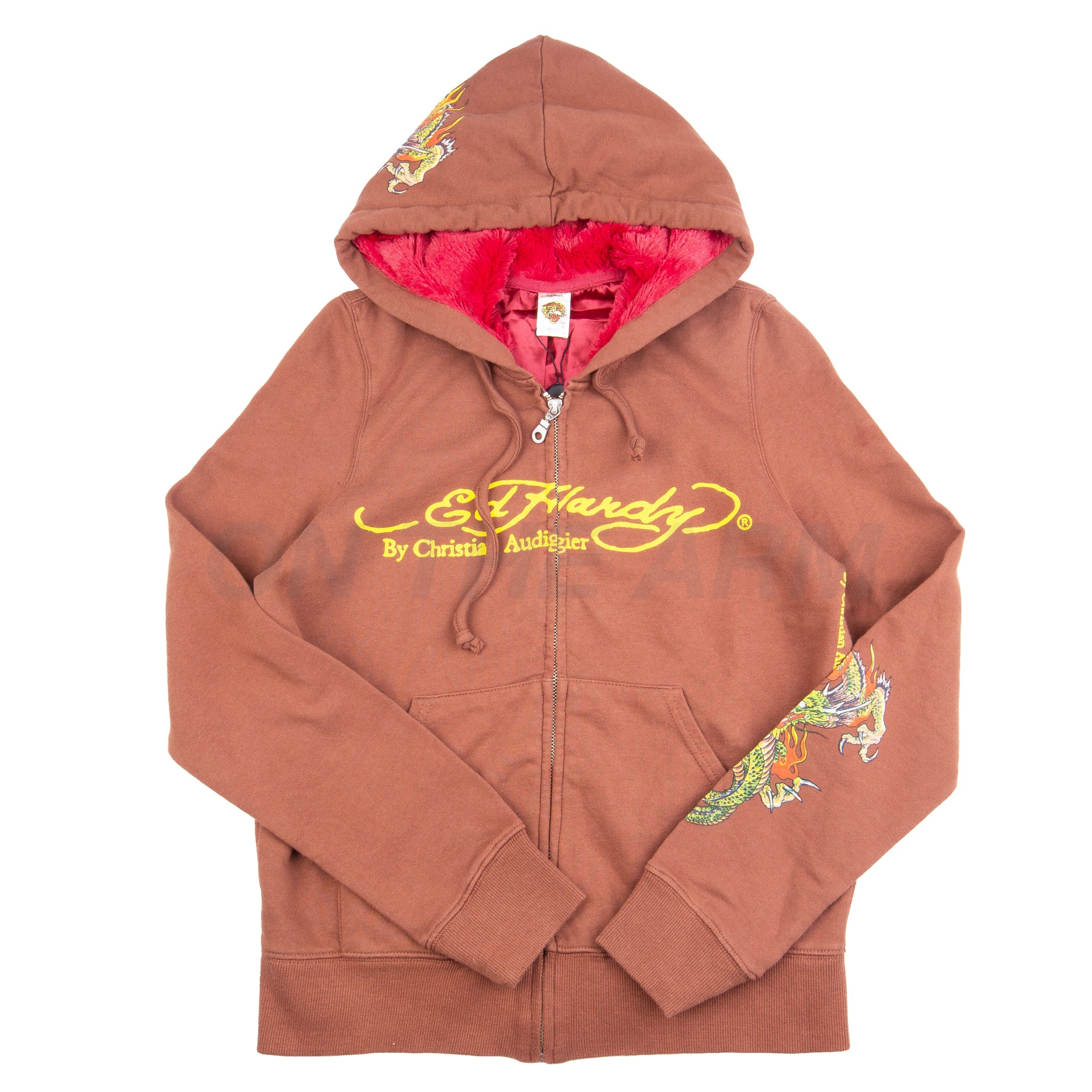 Vintage Women's Brown Ed Hardy Dragon Zip Up (2000's)