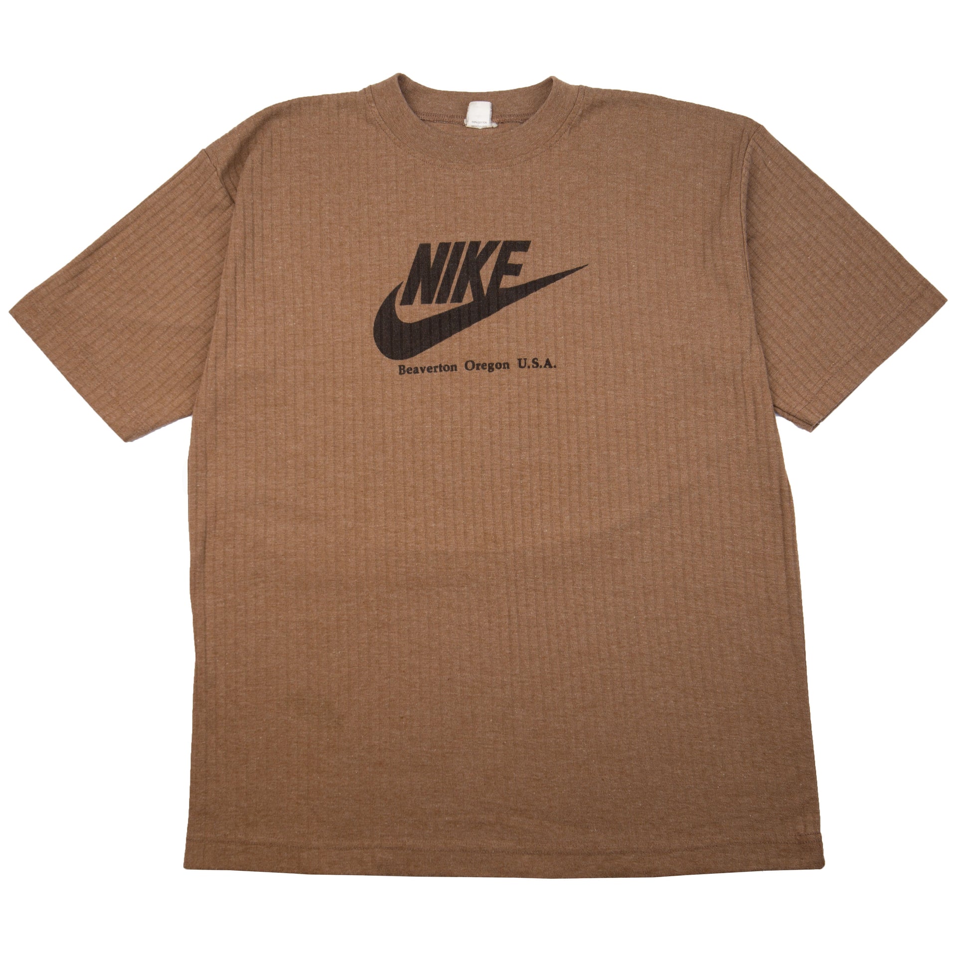 Vintage Brown Nike Beaverton Oregon Ribbed Tee (1980's)