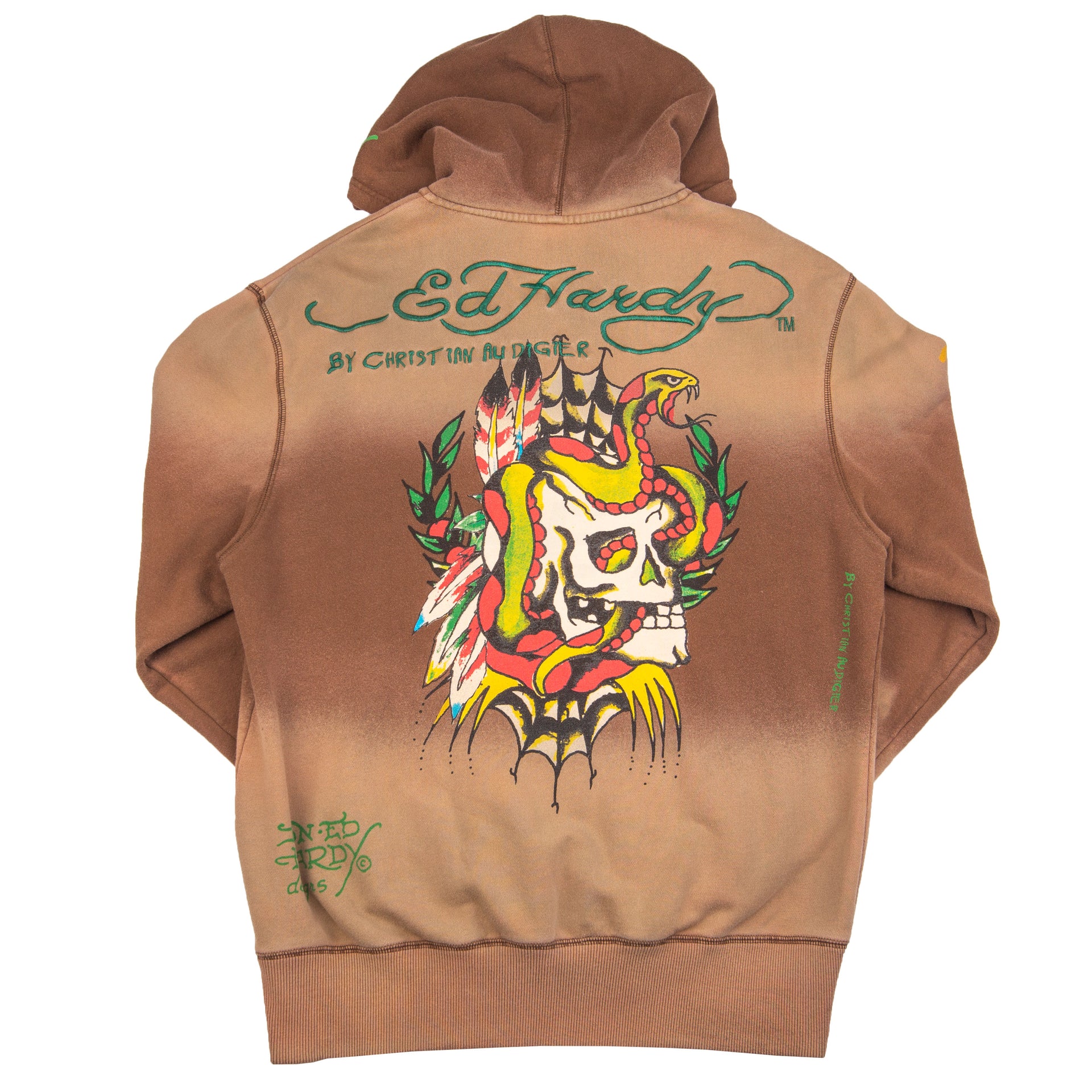 Vintage Brown Ed Hardy Death or Glory Zip Up (2000's)
