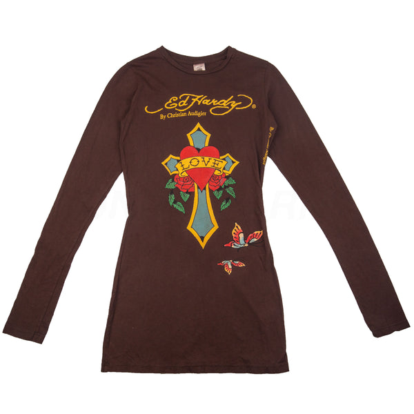 Vintage Brown Ed Hardy Love L/S (2000's)