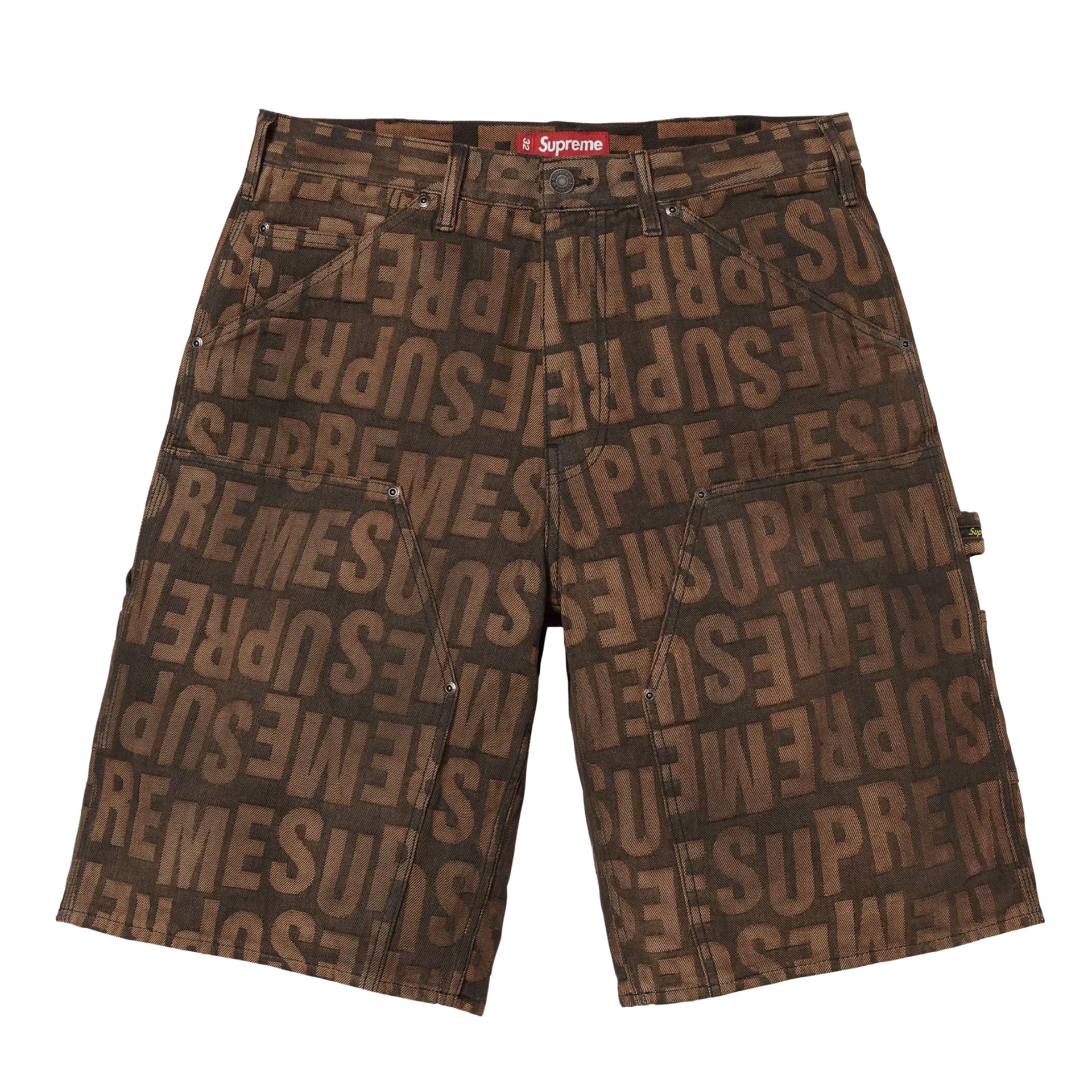 Supreme Brown Jacquard Double Knee Denim Shorts