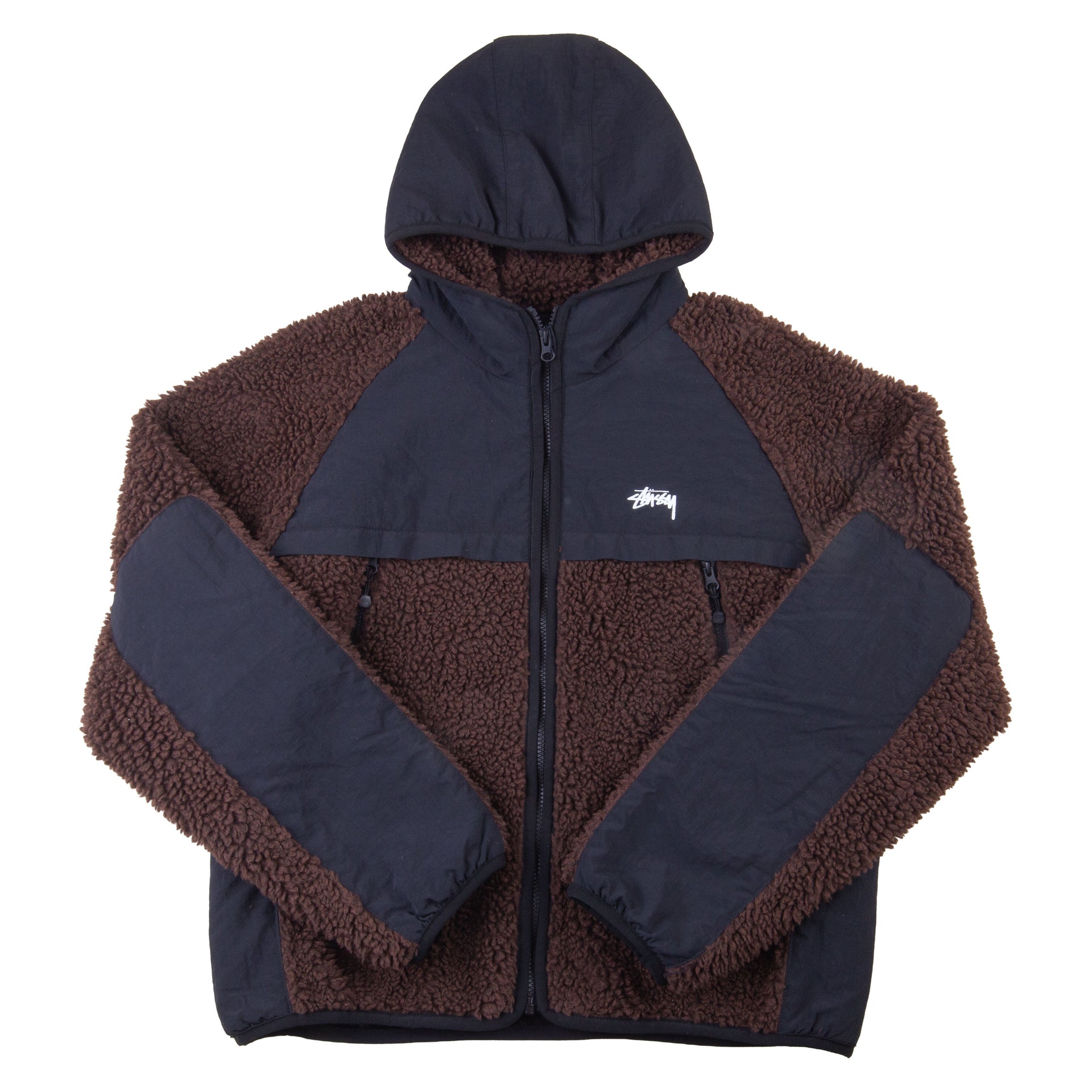 Stussy Brown Deep Pile Fleece Zip Jacket