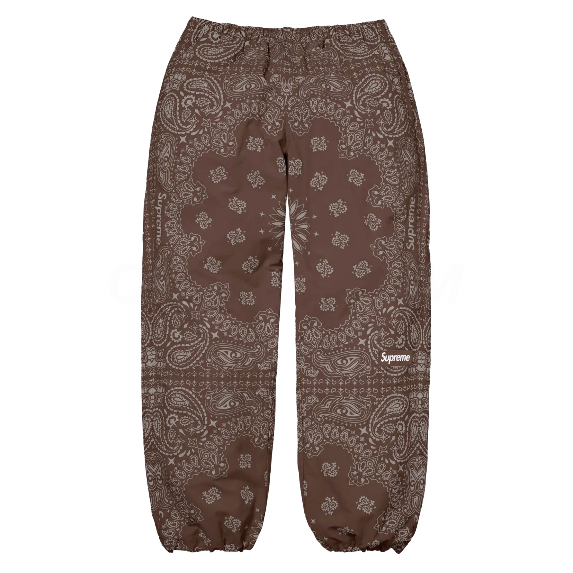 Supreme Brown Reflective Bandana Track Pants