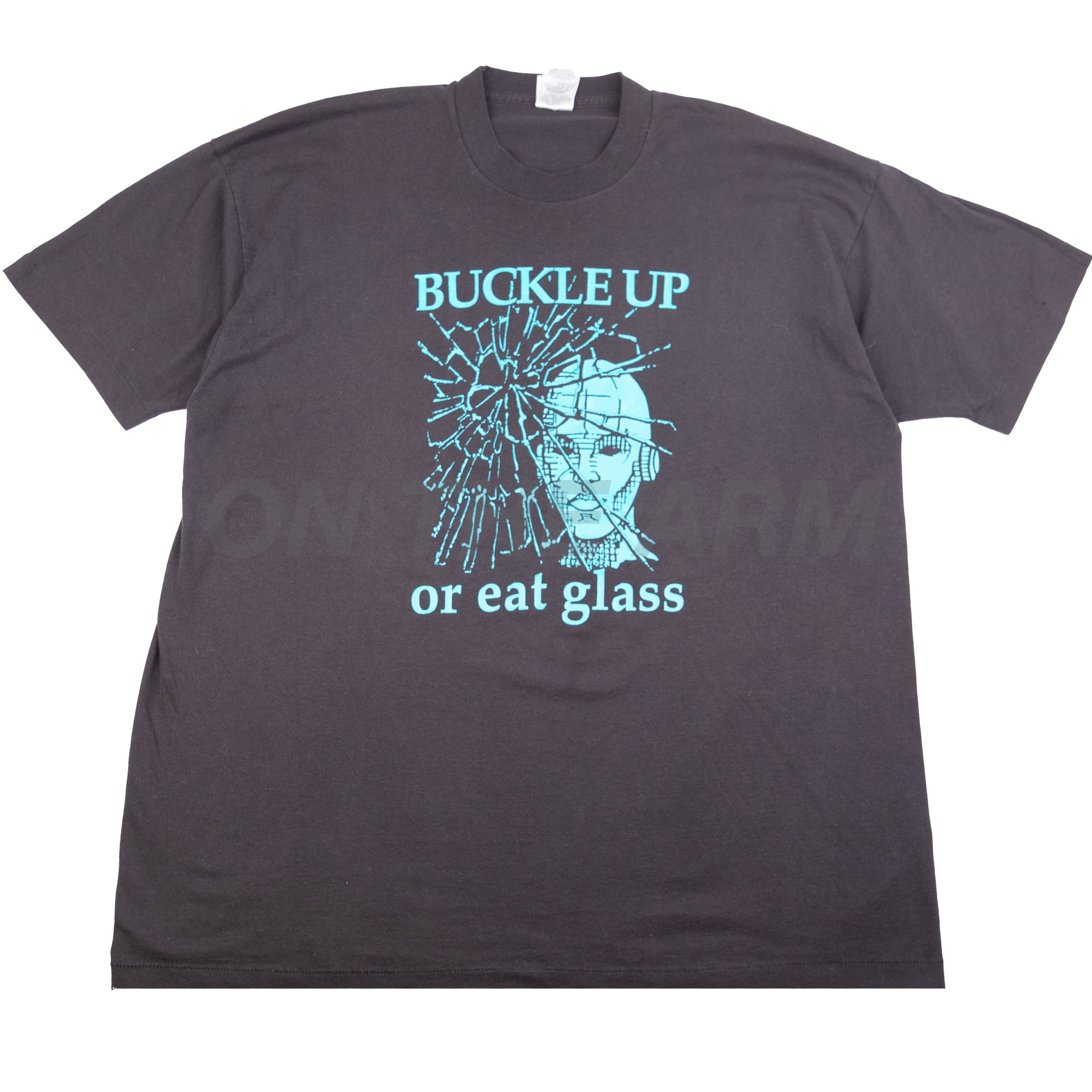 Vintage Black Buckle Up Or Eat Glass Tee (1990's)