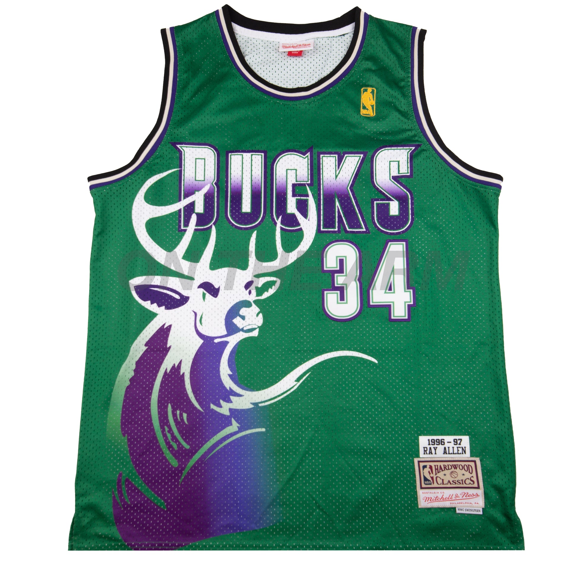 Vintage Green Bucks Ray Allen Mitchell & Ness Swingman Jersey