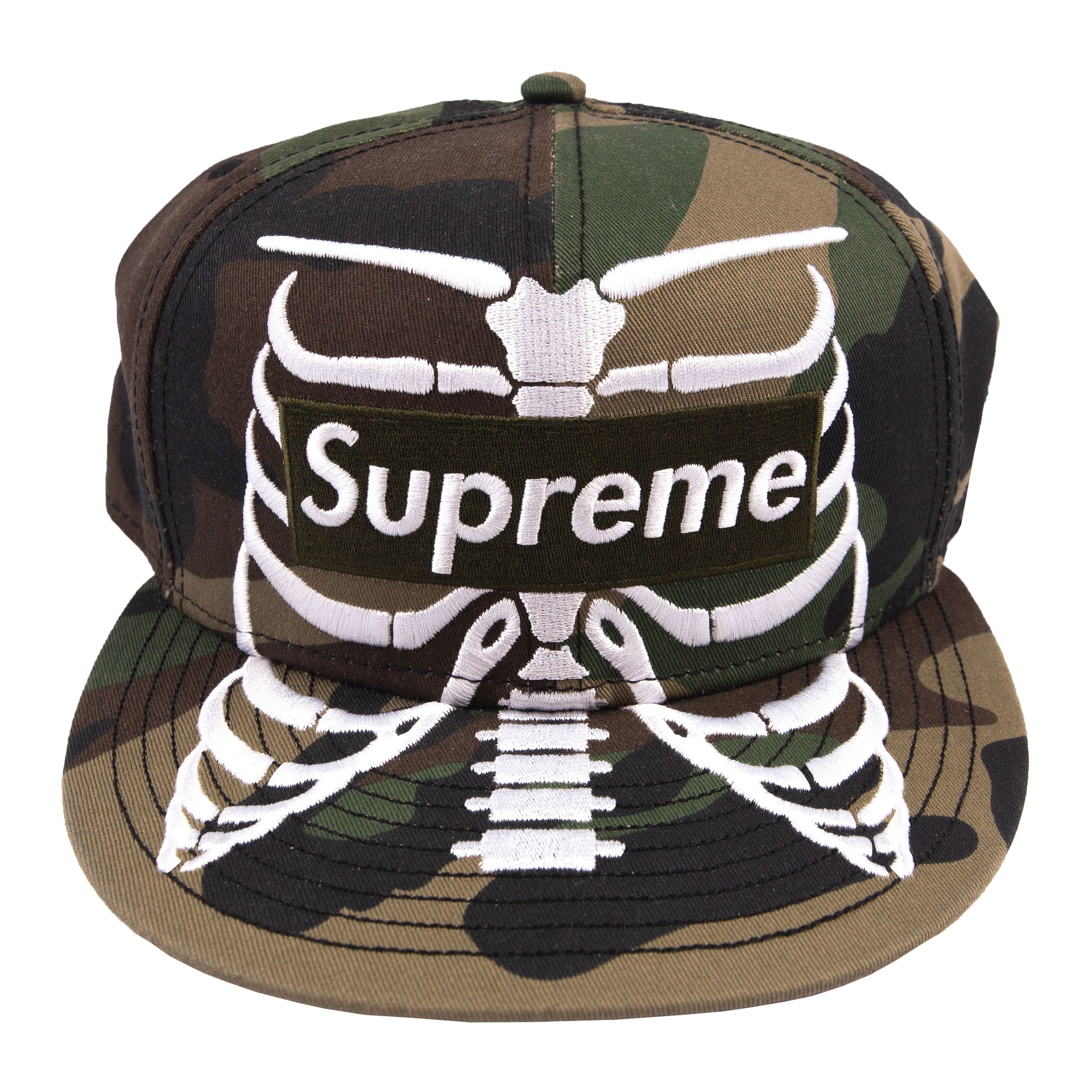 Supreme Camo Bones Box Logo New Era Fitted