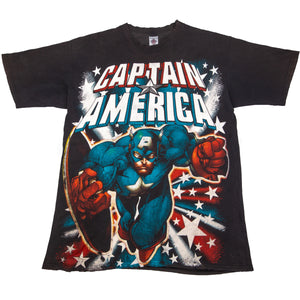 Vintage Black Captain America All Over Print Resurreccion Tee (1997)