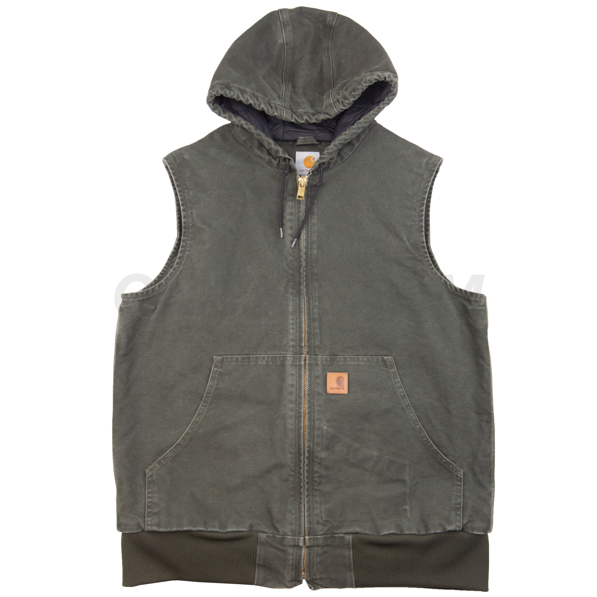 Vintage Olive Carhartt Hooded Vest (2000's)