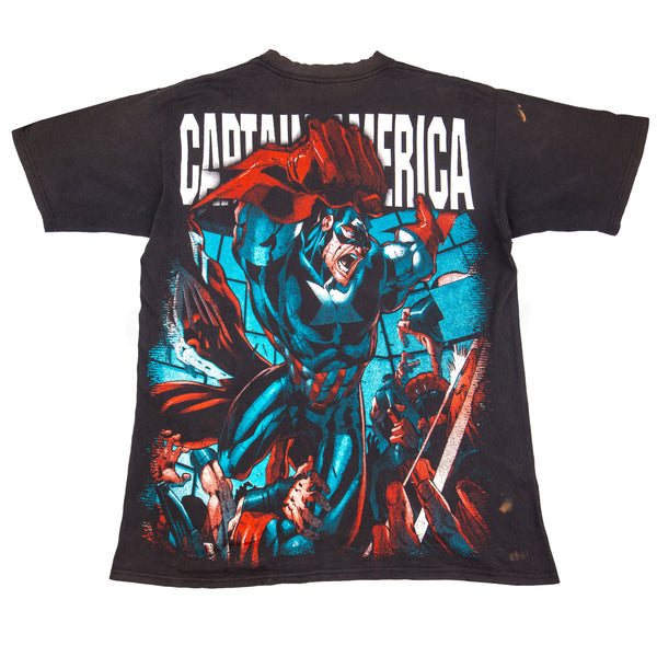 Vintage Black Captain America All Over Print Resurreccion Tee (1997)
