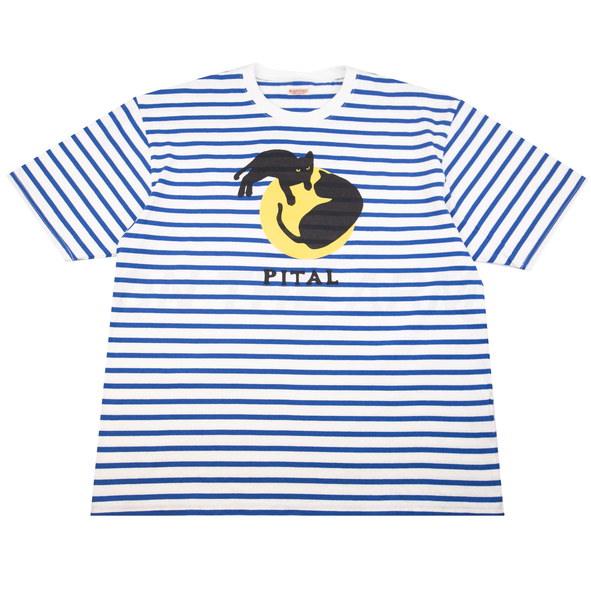 Kapital White/Blue Striped Catpital Tee