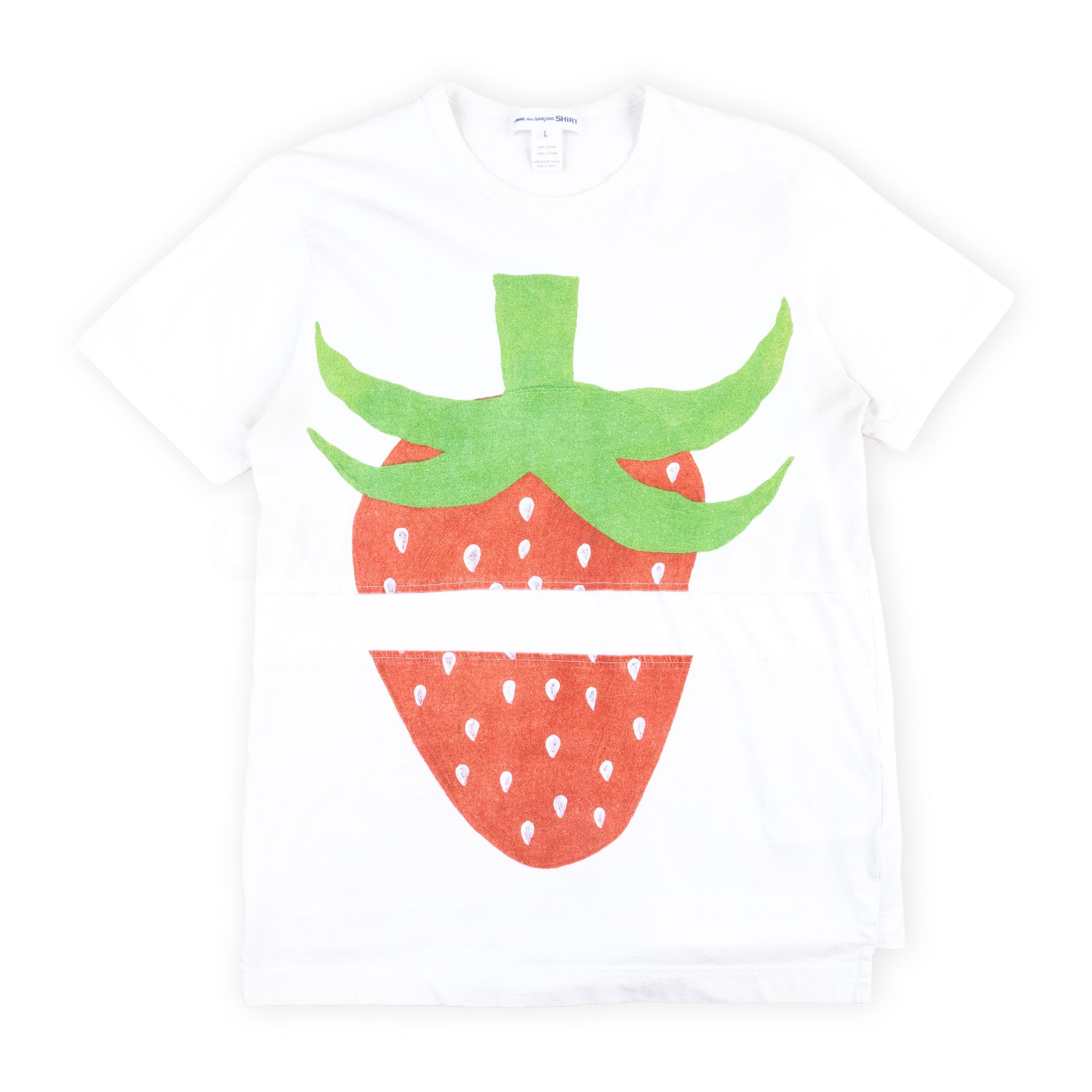 CDG White Strawberry Paneled Tee PRE-OWNED