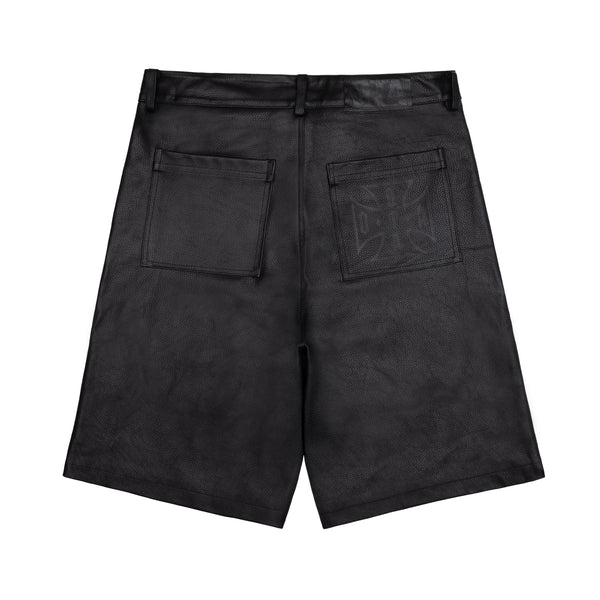 OTA Black Choppa Tumbled Leather Shorts