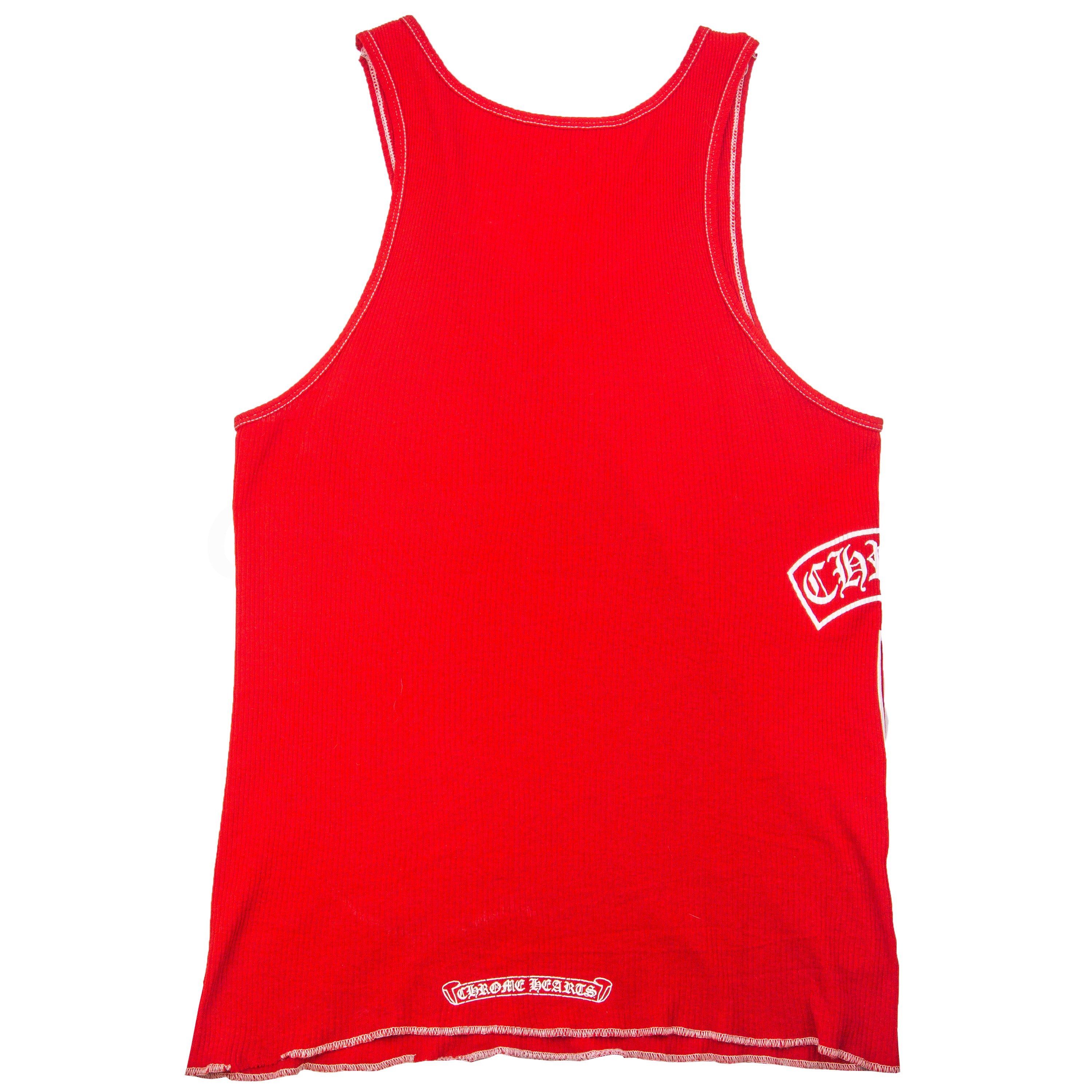 CHROME HEARTS リブ編みタンクトップ レッド Chrome Hearts Red Tank Top PRE-OWNED