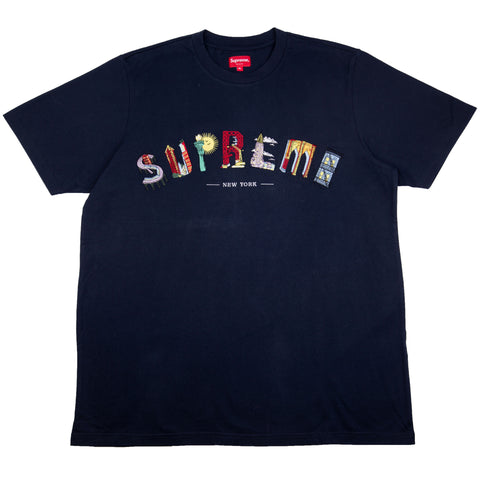 Supreme Navy Cities Arc Logo Tee PRE-OWNED