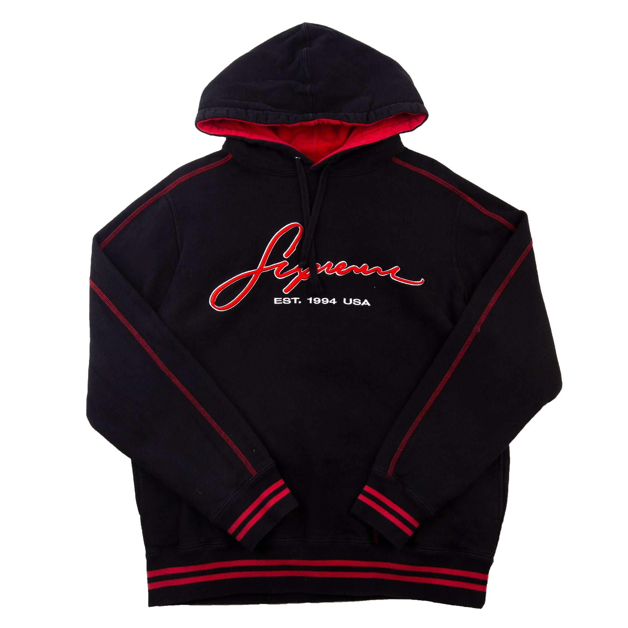 Supreme Black Contrast Embroidered Hoodie PRE-OWNED