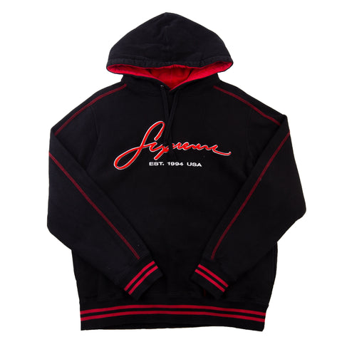 Supreme Black Contrast Embroidered Hoodie PRE-OWNED