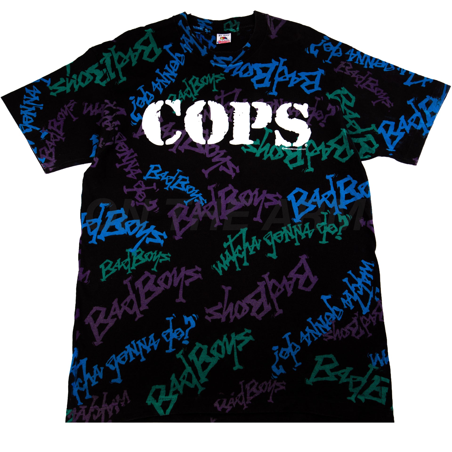 Vintage Black COPS All Over Print Tee (1989)