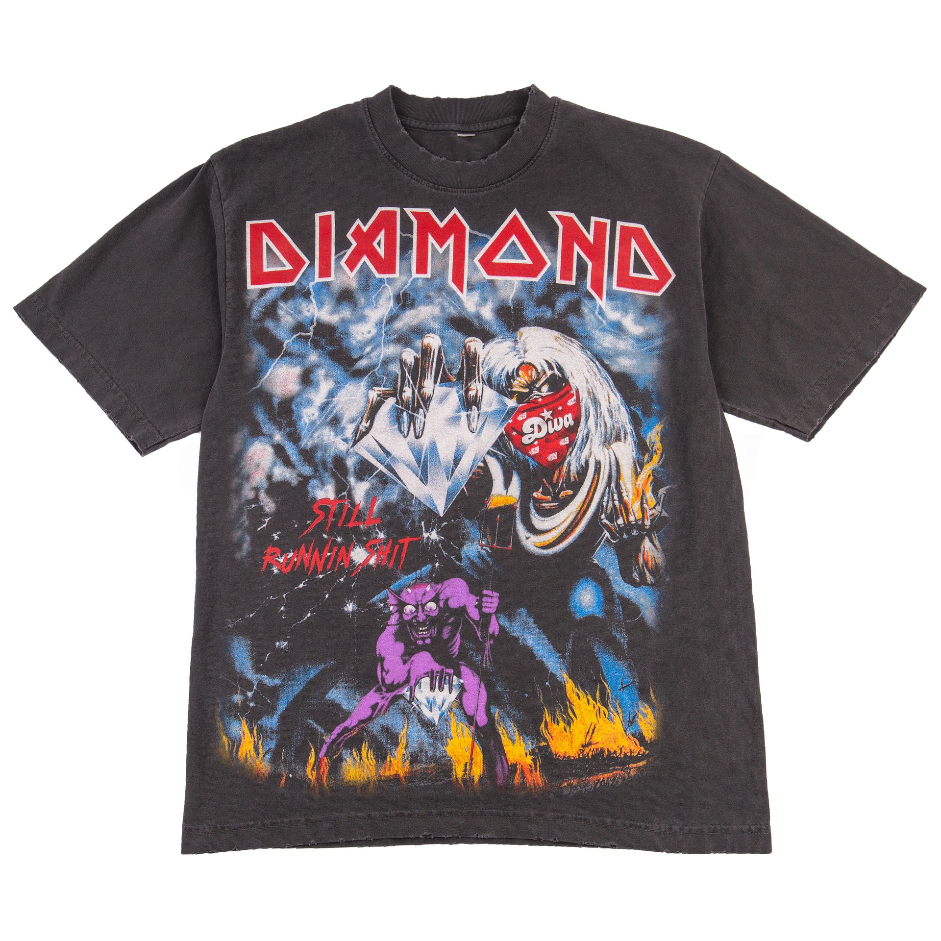 Diamond Supply Co. Washed Black Diva in the USA Iron Maiden Tee PRE-OWNED