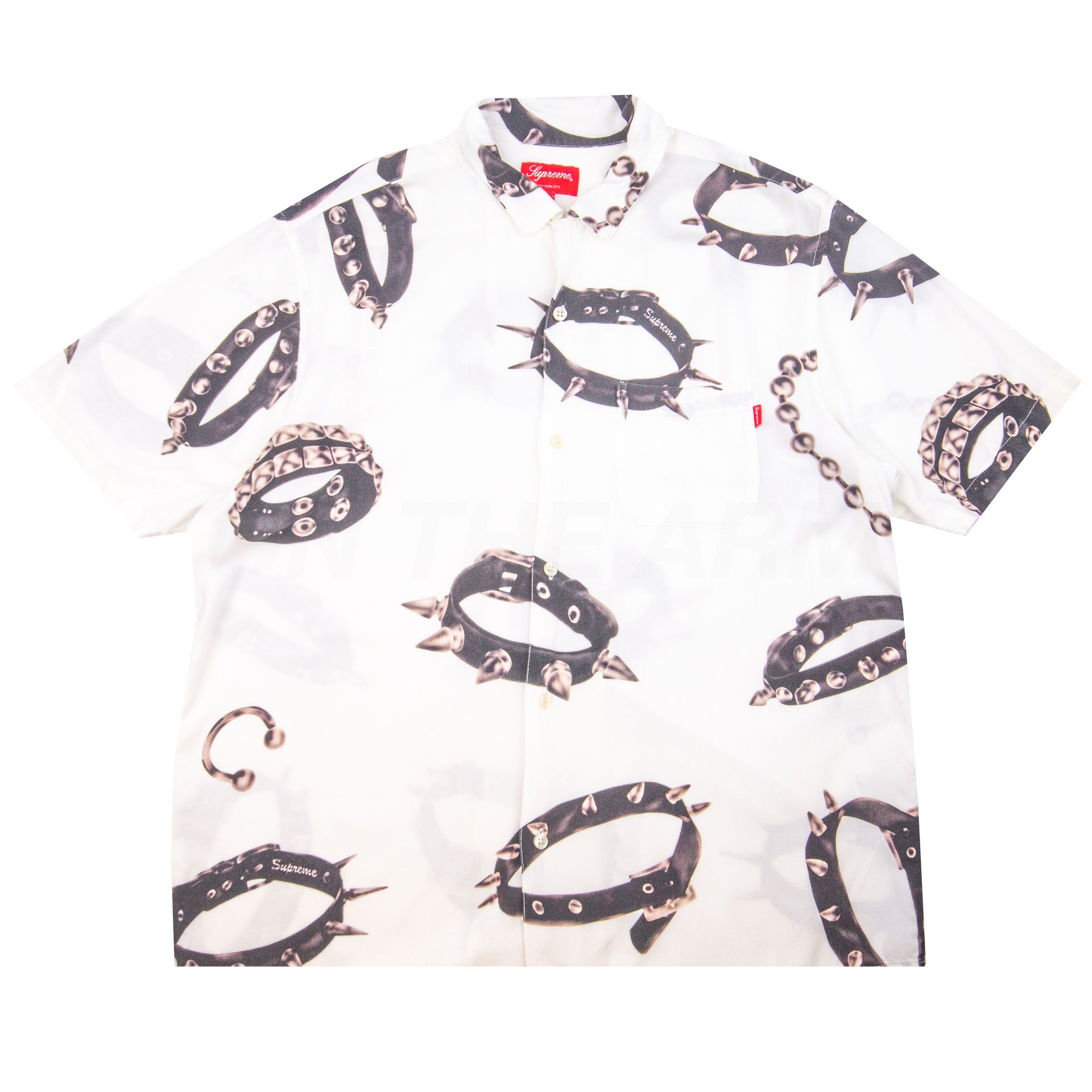 Supreme White Dog Collar Rayon Shirt PRE-OWNED