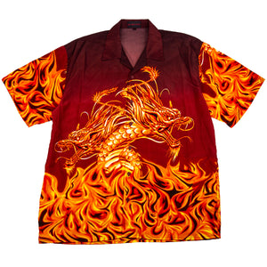 Vintage Red Dragon Flames Y2K Button Up (2000's)