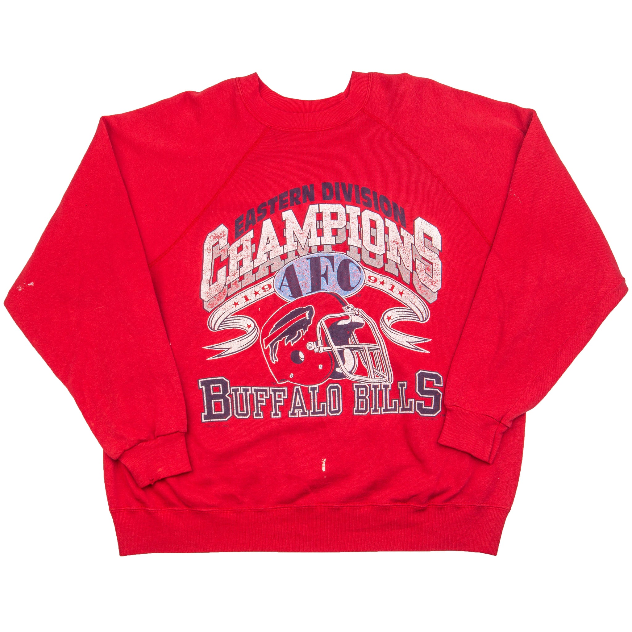 Vintage Red Buffalo Bills AFC Champs Crew (1991)