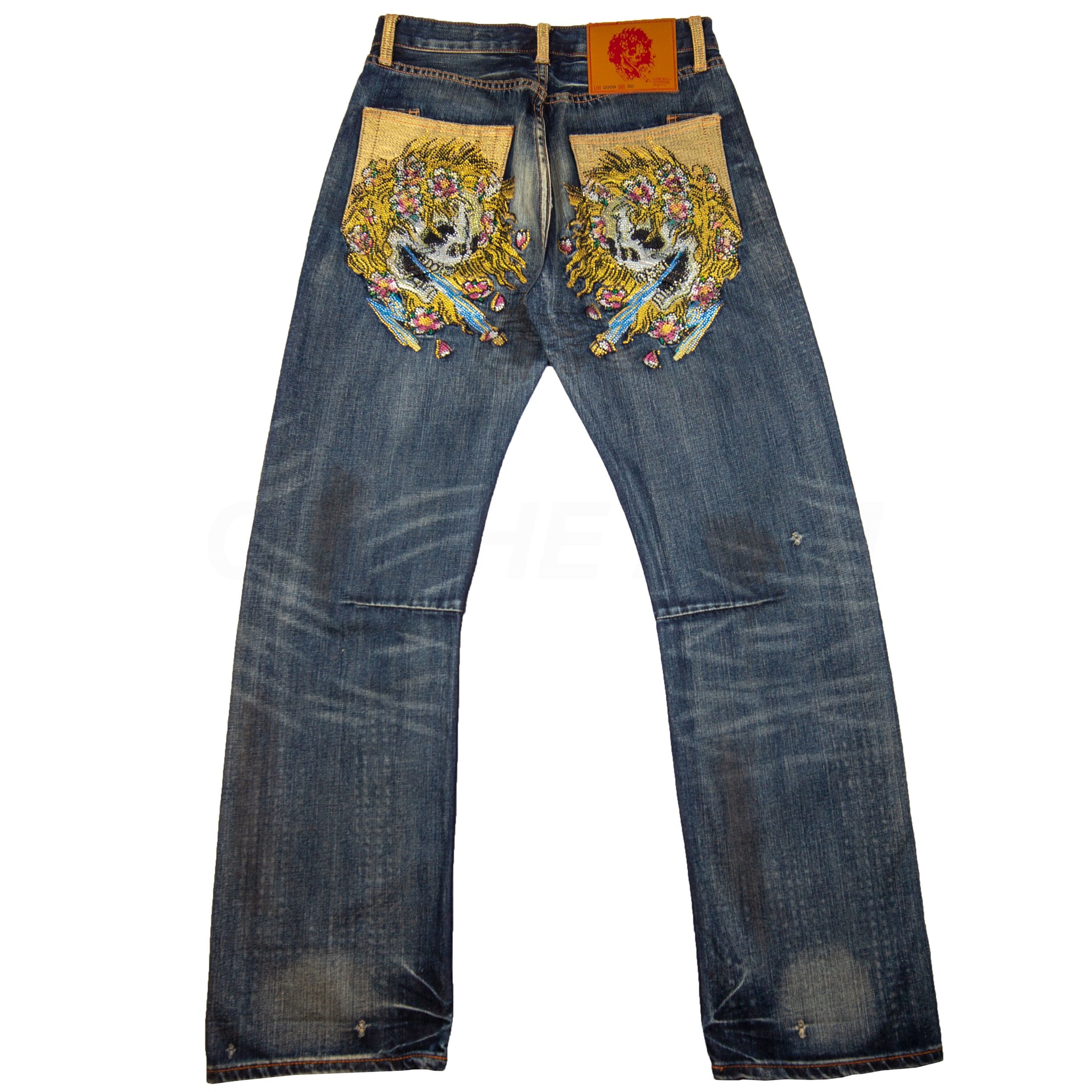 Vintage Blue Ed Hardy Skull Denim Pants (2000's)