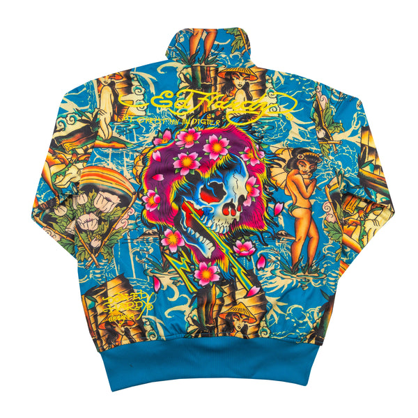 Vintage Teal Ed Hardy Geisha Track Jacket (2000's)