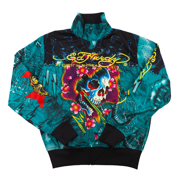 Vintage Blue Ed Hardy Skull Track Jacket (2000's)