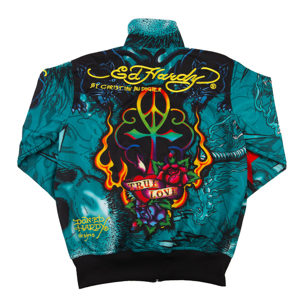 Vintage Blue Ed Hardy Skull Track Jacket (2000's)