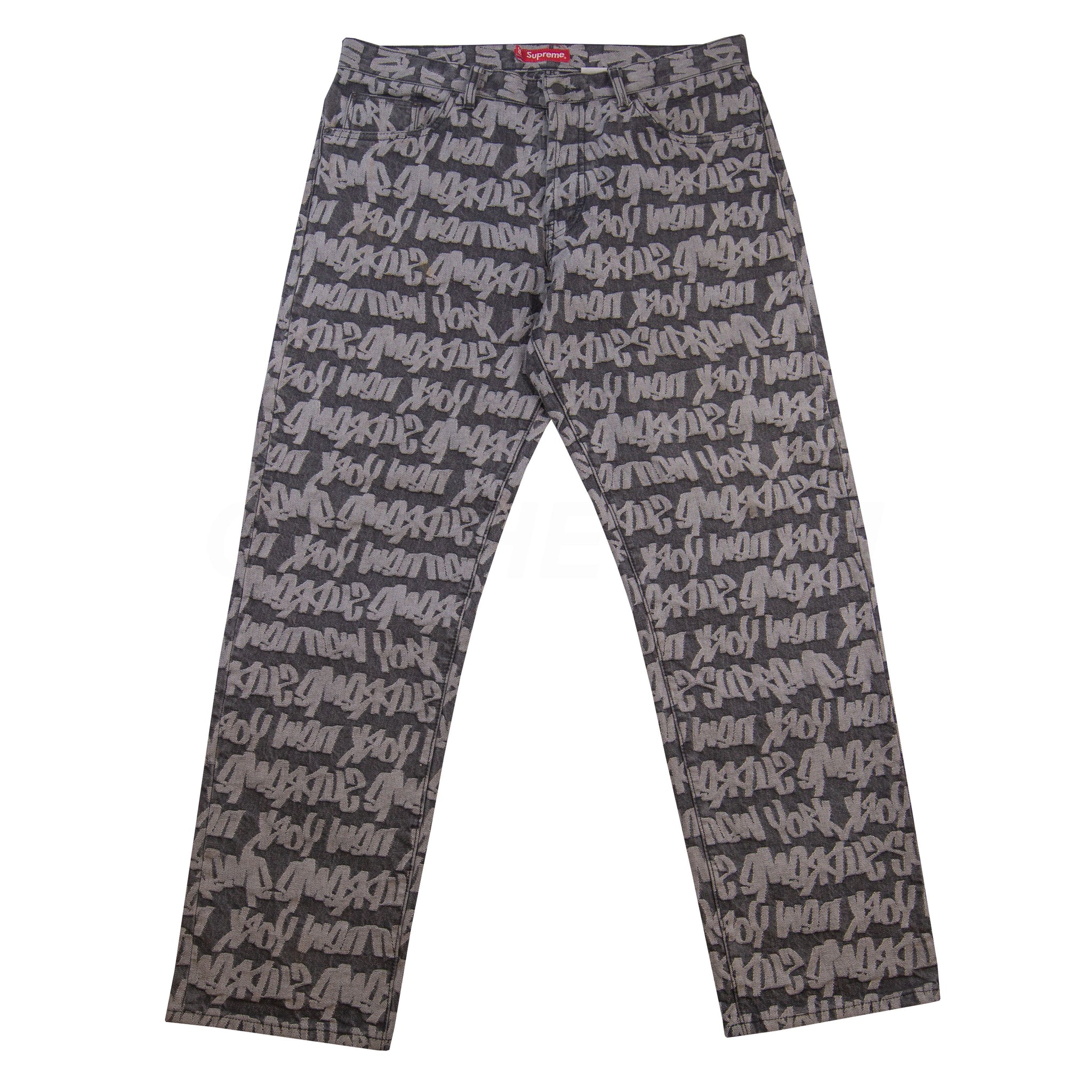 Supreme Black Fat Tip Jacquard Denim Pants PRE-OWNED