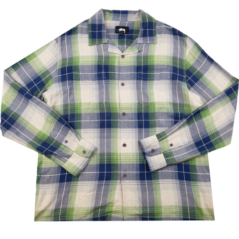 Stussy Blue Rayon L/S Shirt PRE-OWNED