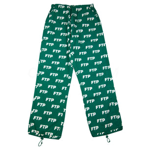 FTP Green Nylon All Over Print Pants PRE-OWNED
