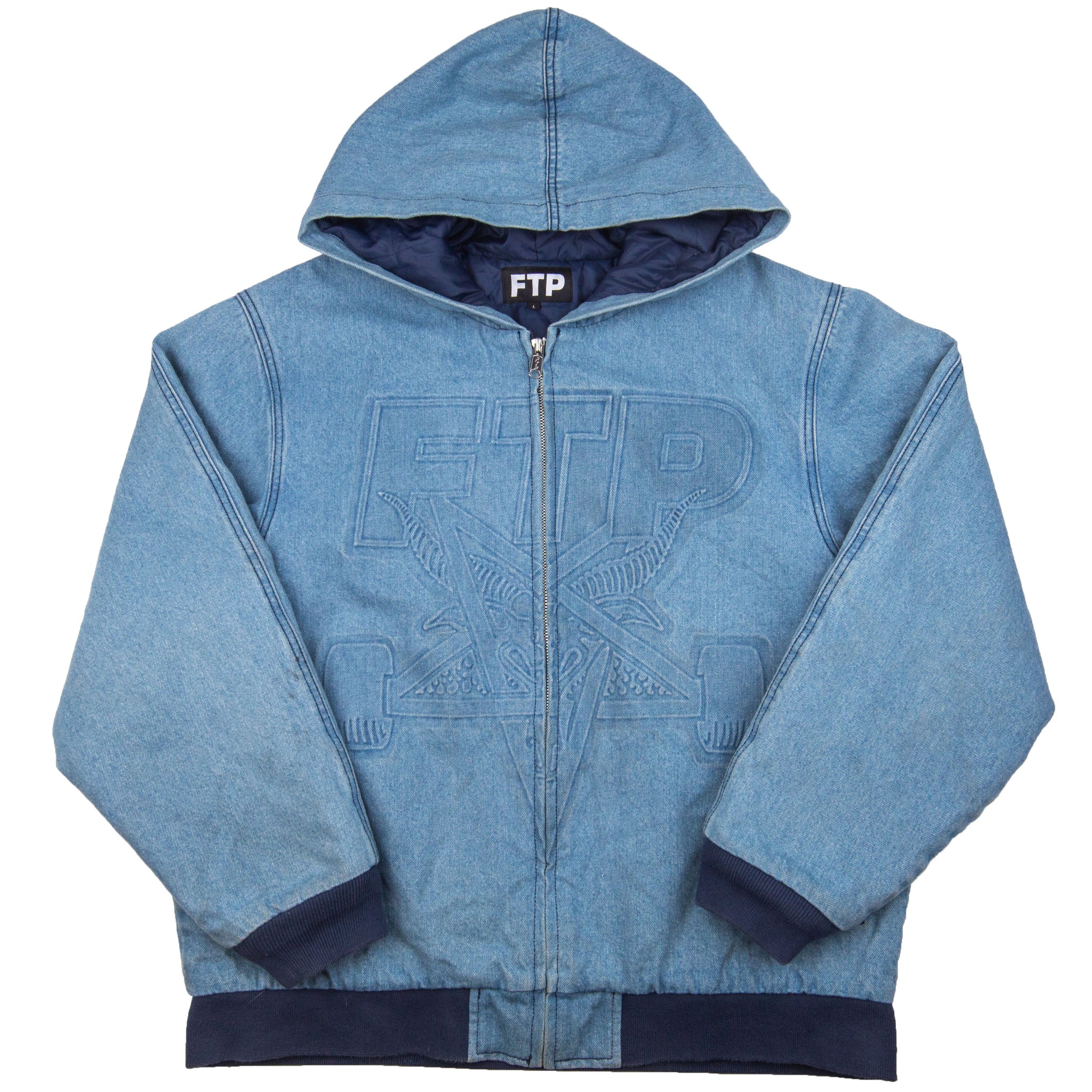 FTP Blue Thrasher Hooded Denim Jacket PRE-OWNED