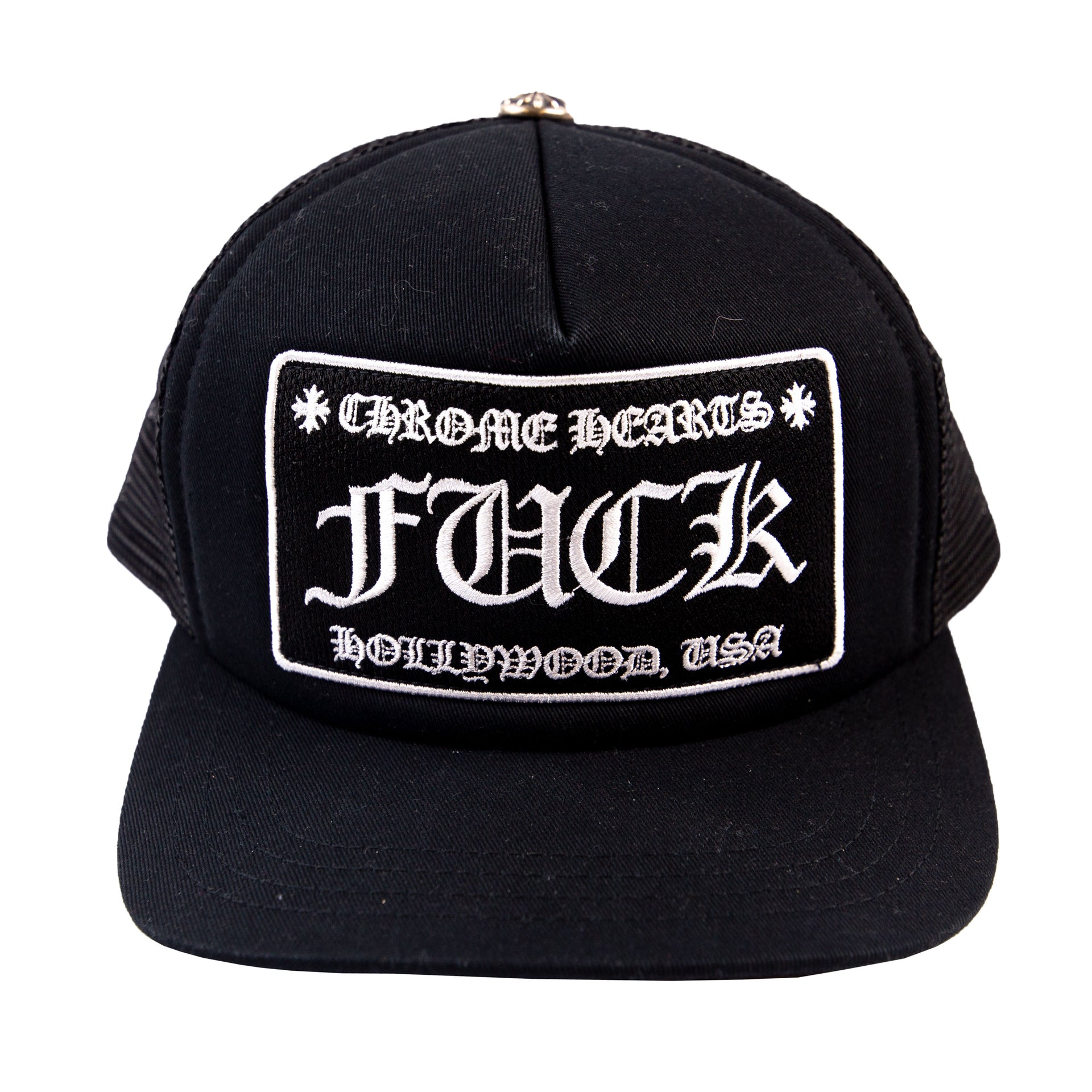 Chrome Hearts Black FUCK Trucker Hat