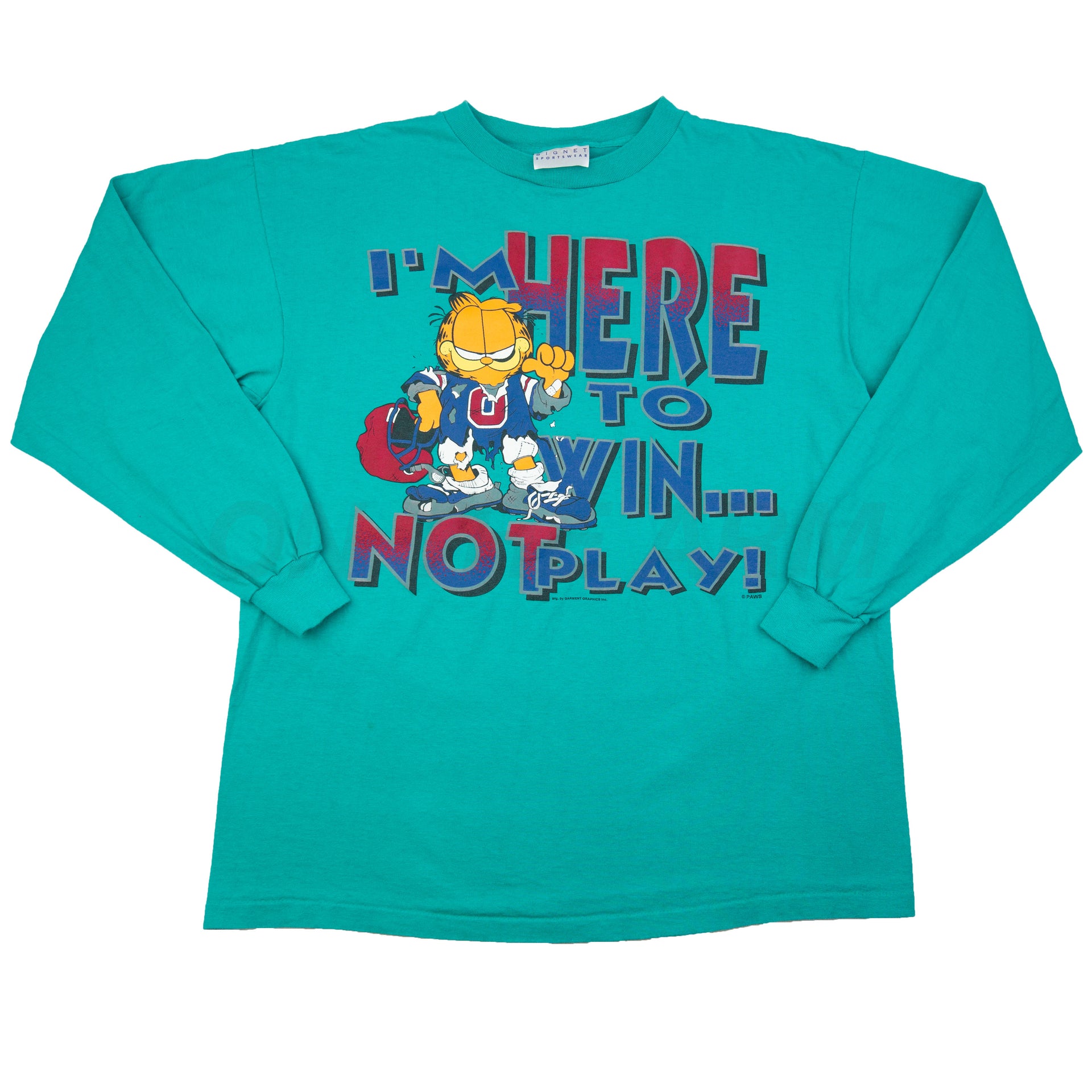 Vintage Teal Garfield Football L/S (1990's)
