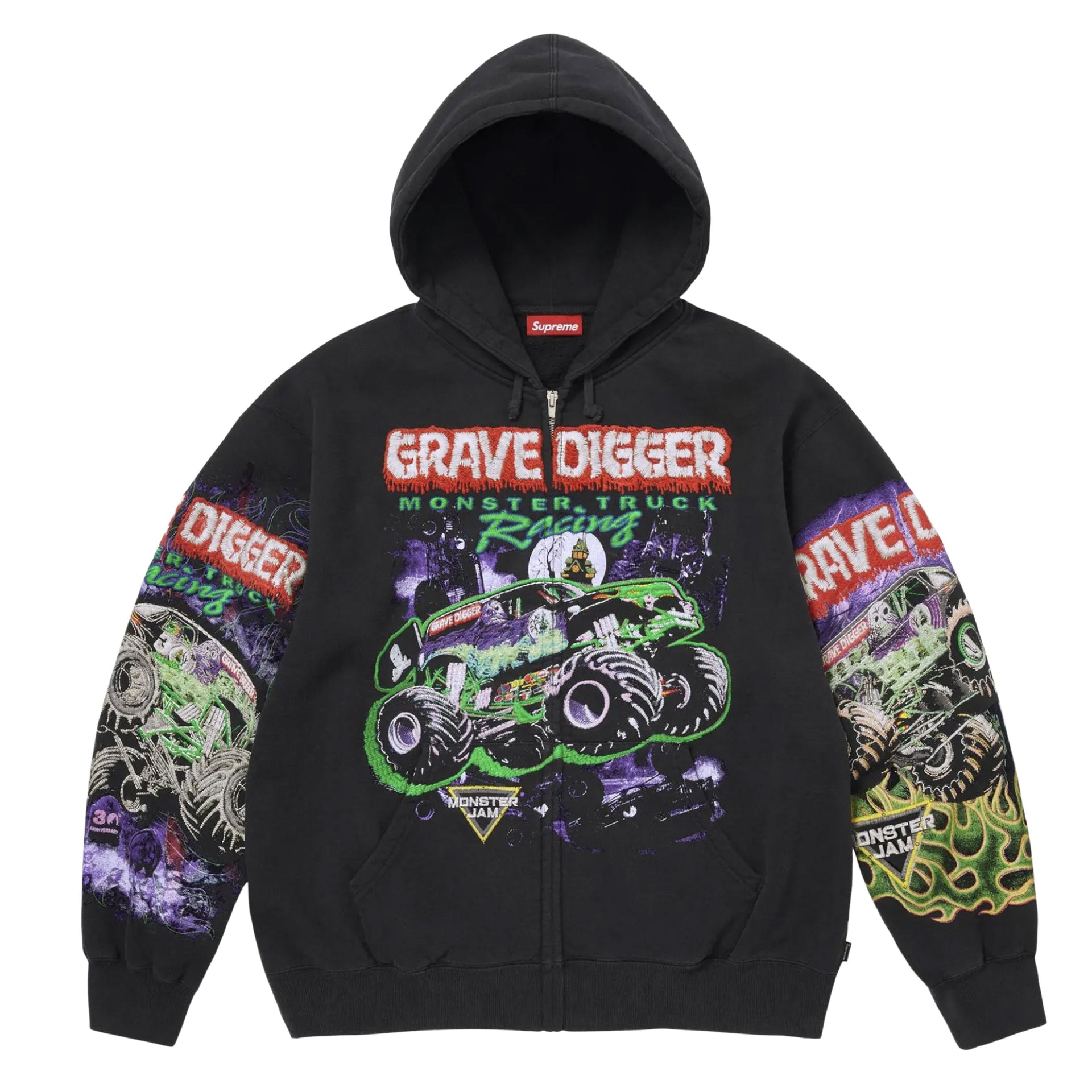 Supreme Black Grave Digger Zip Up
