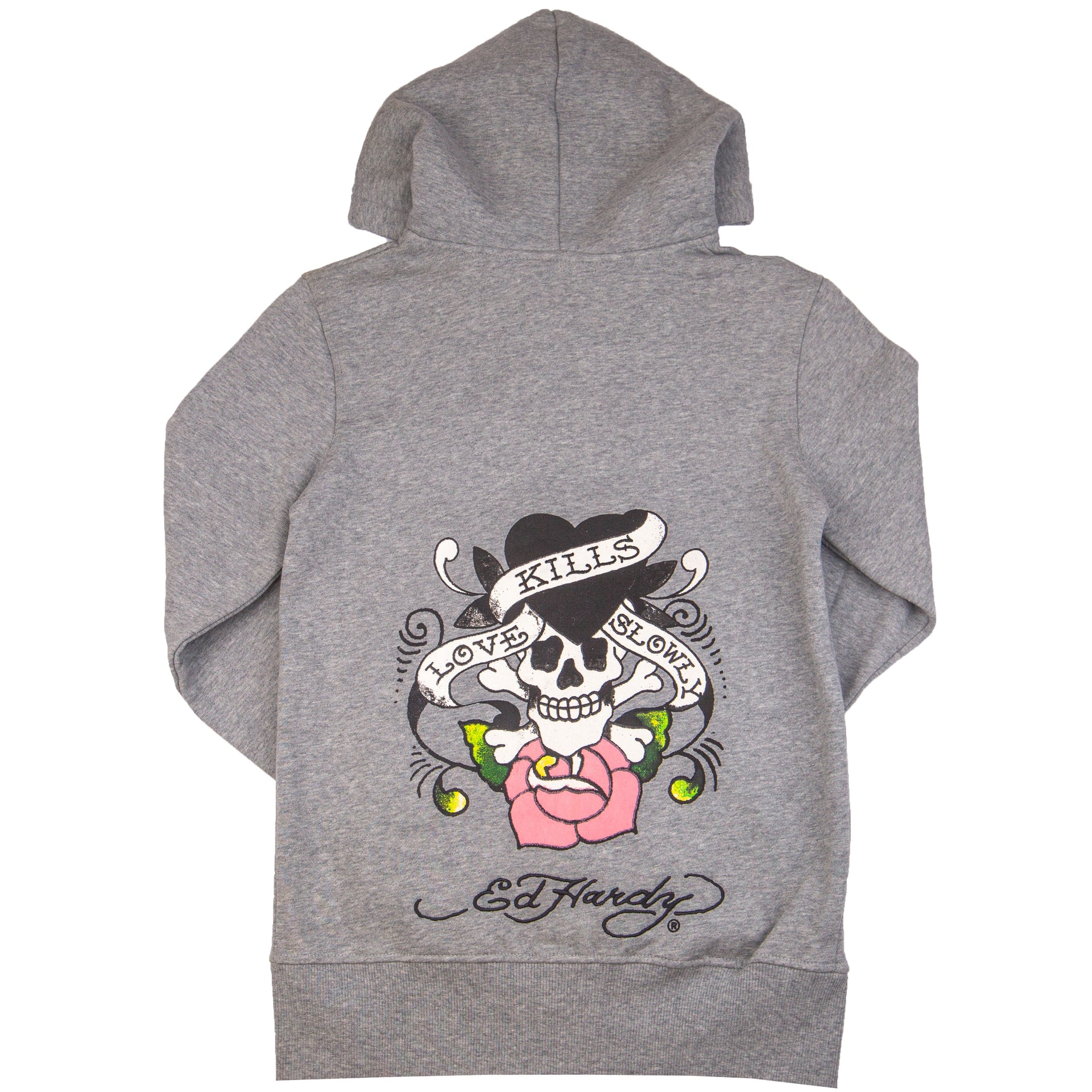 Vintage Grey Ed Hardy Love Kills Slowly Zip Up