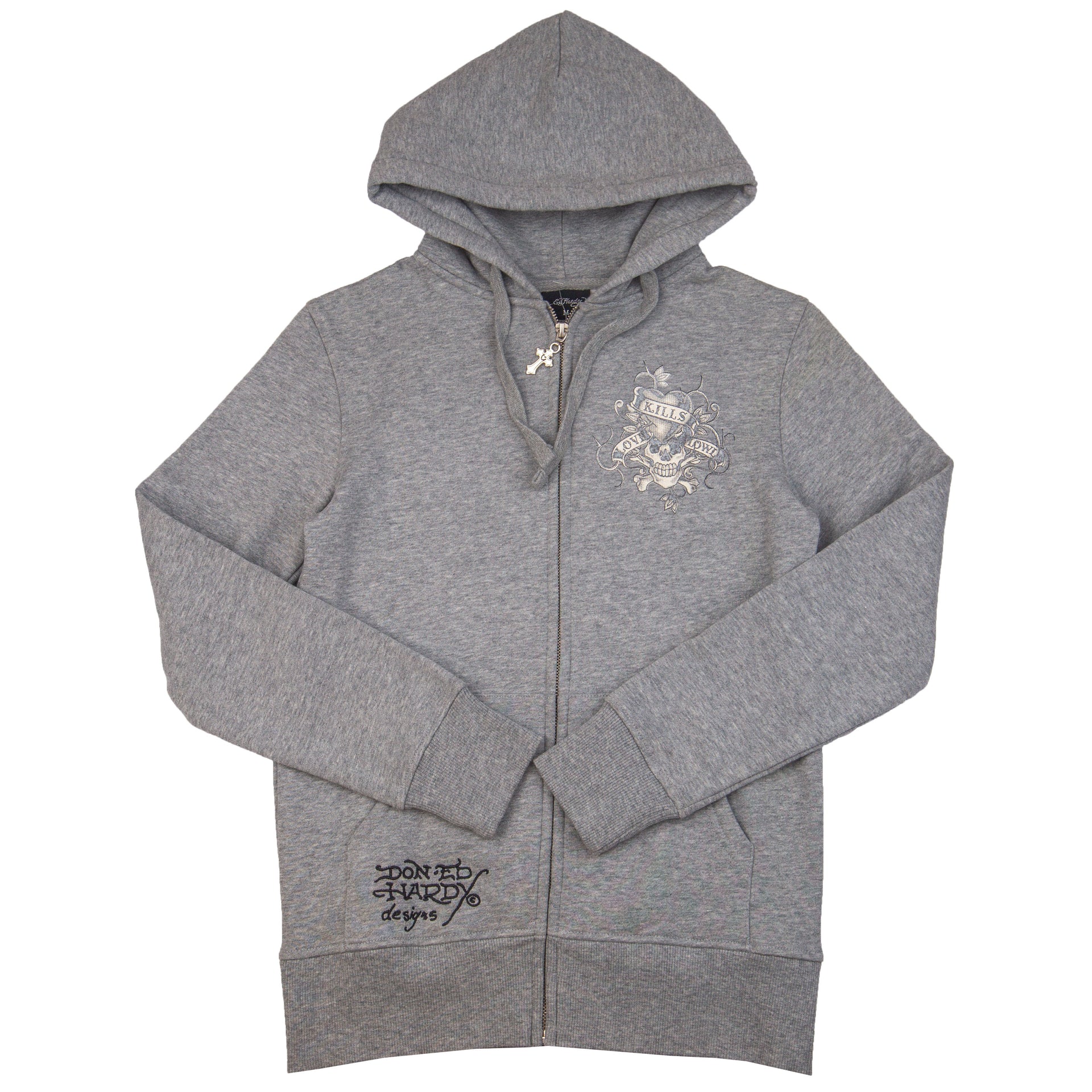 Vintage Grey Ed Hardy Love Kills Slowly Zip Up