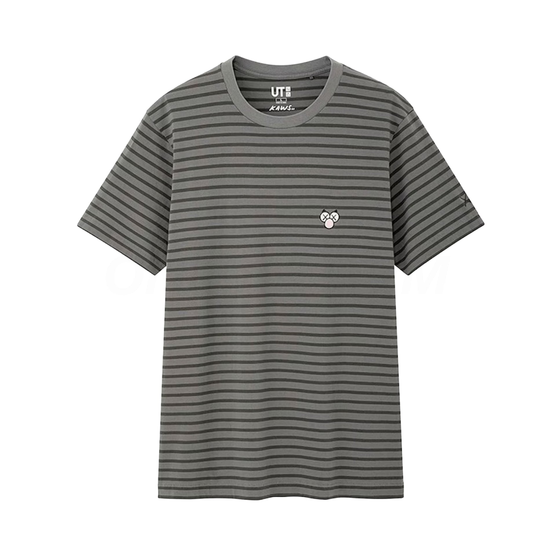 Uniqlo Black/Grey Striped Kaws Tee