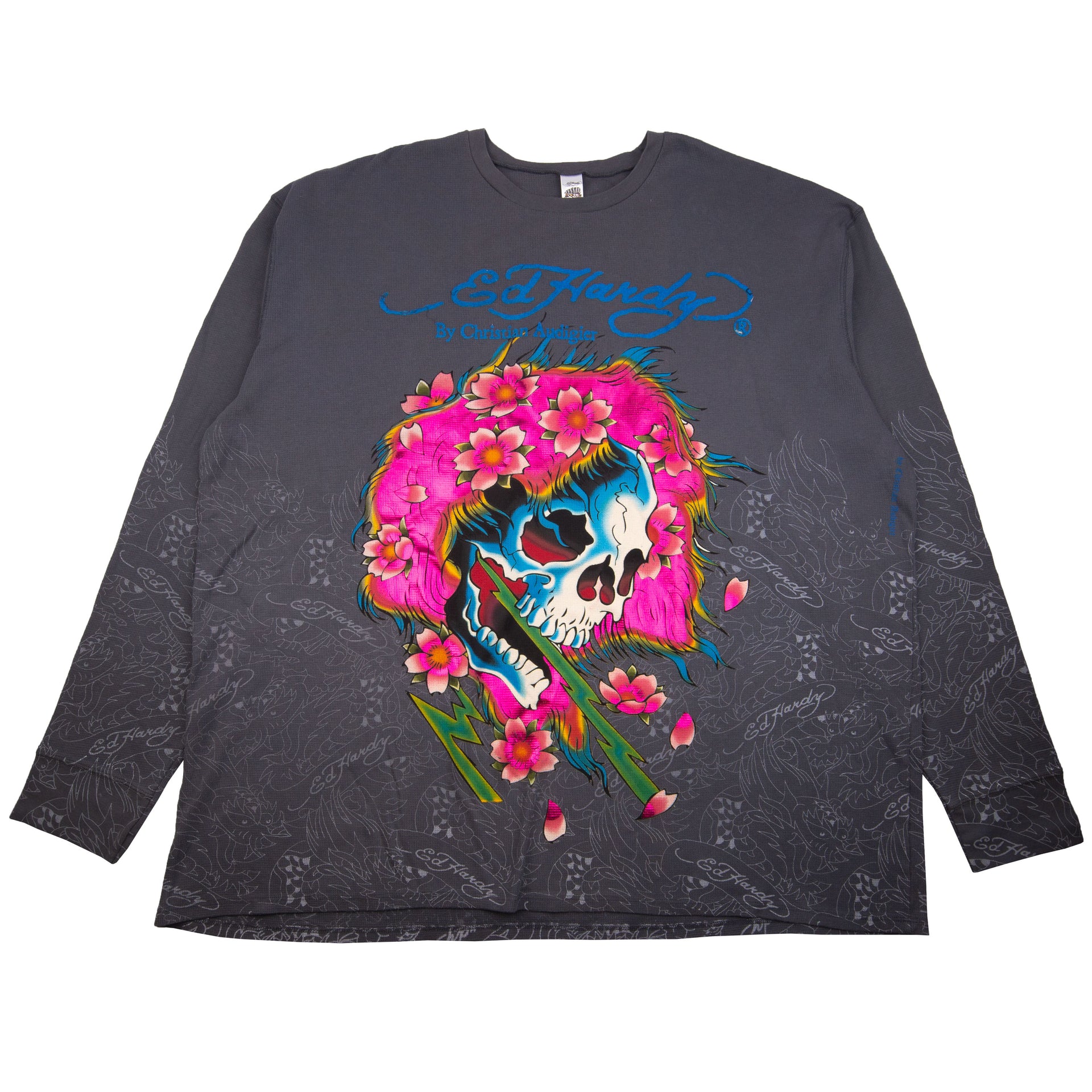 Vintage Dark Grey Ed Hardy Skull Thermal (2000's)