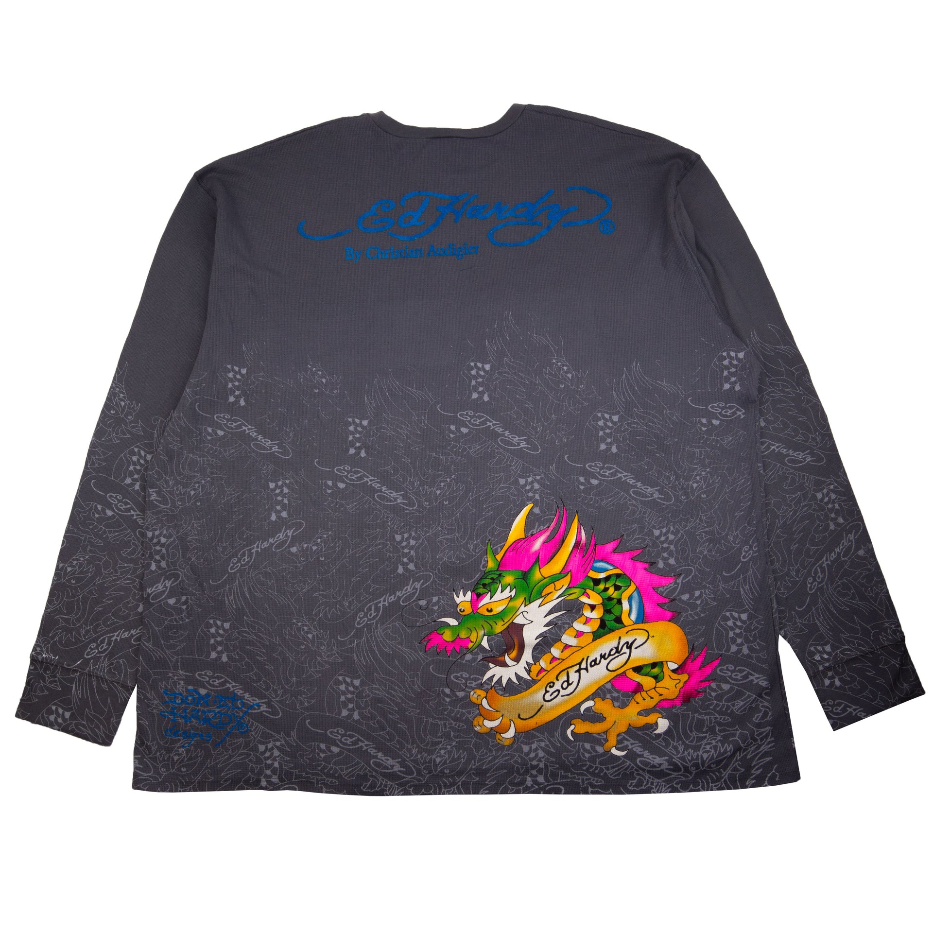 Vintage Dark Grey Ed Hardy Skull Thermal (2000's)