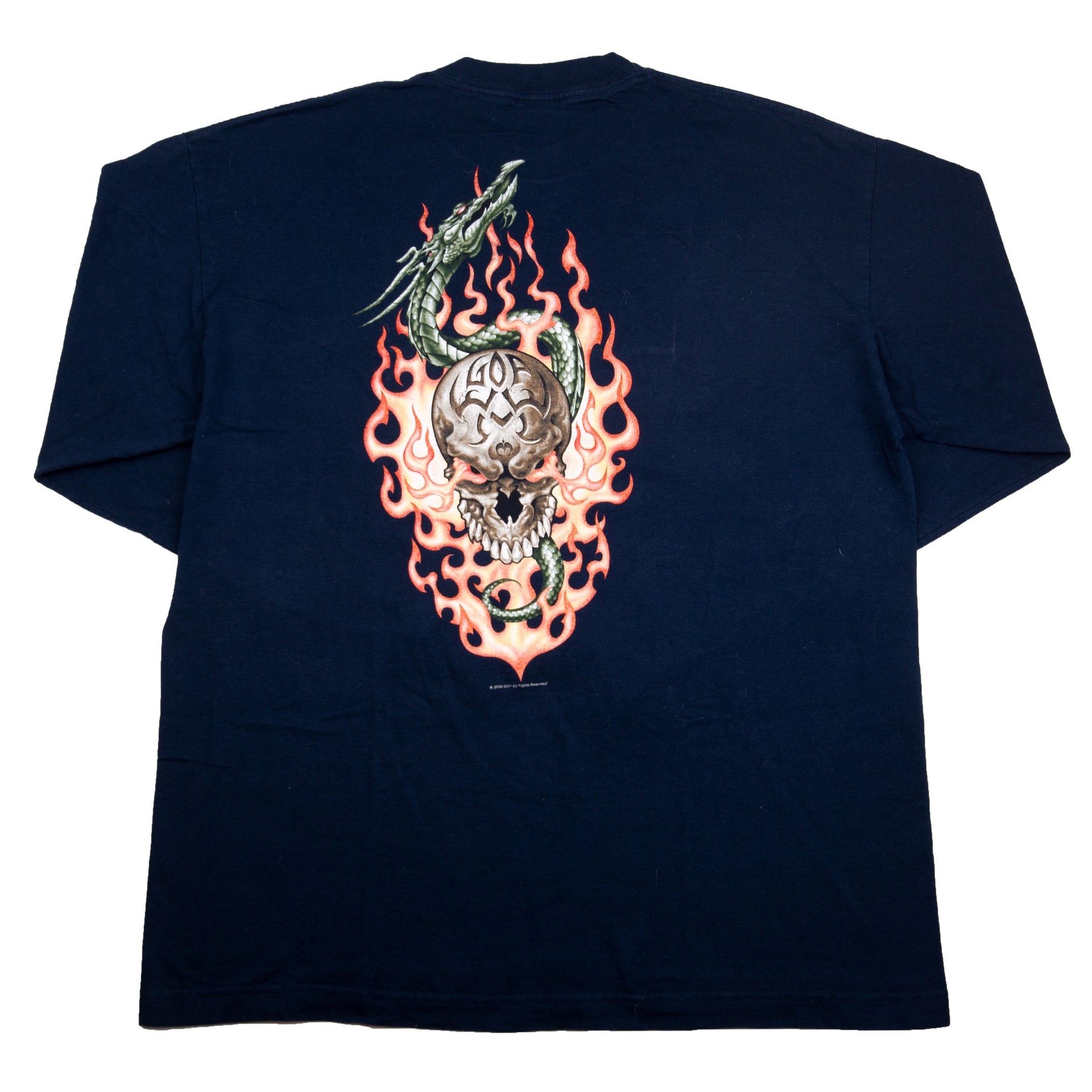 Vintage Navy Guardians of Power Skull Dragon Flames L/S (2000)
