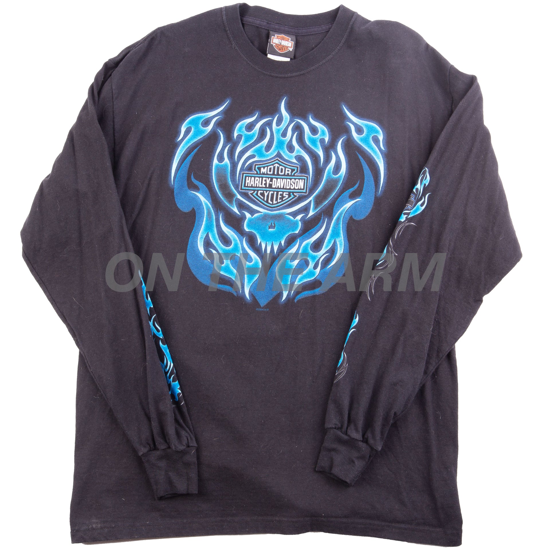 Vintage Black Harley Davidson Blue Flame L/S