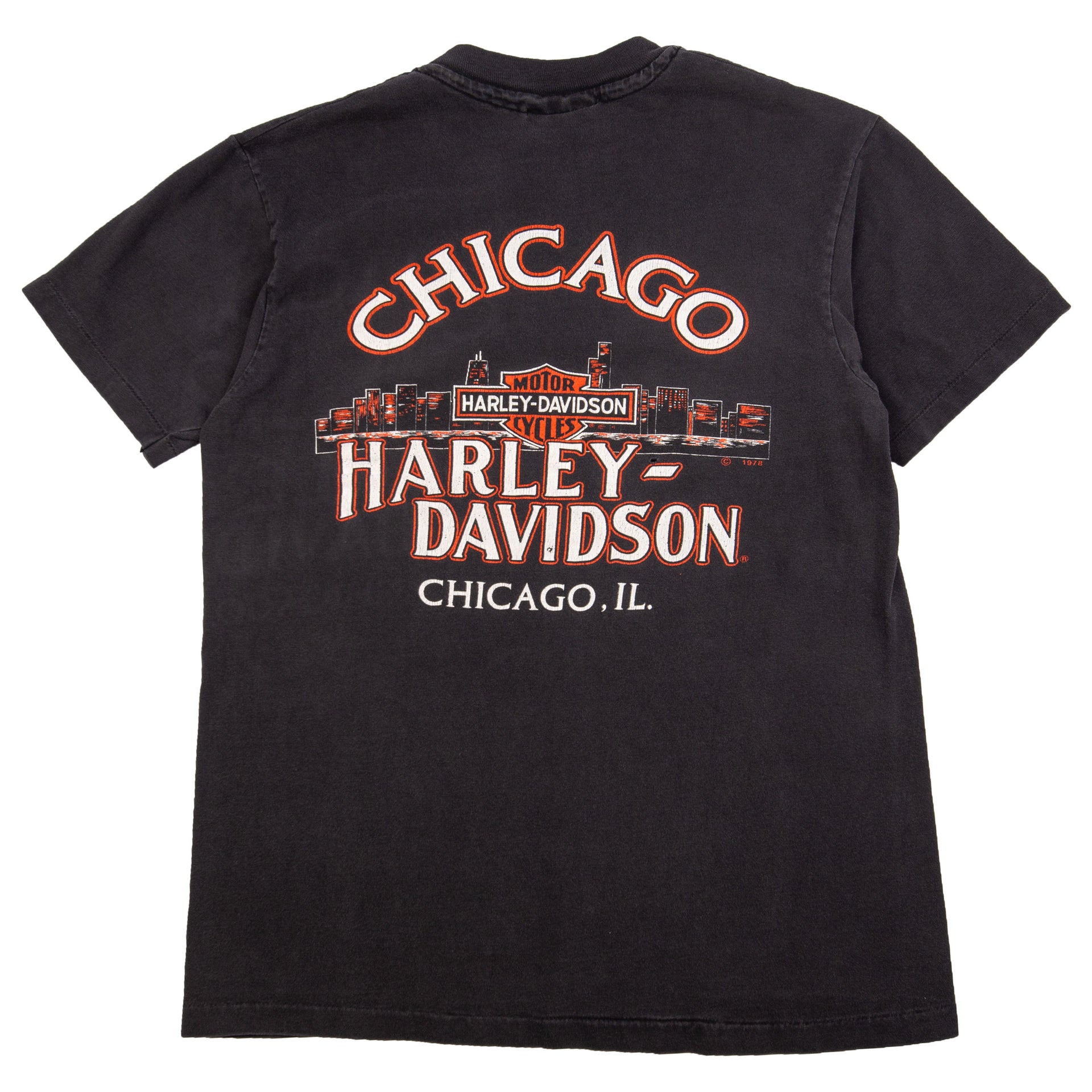 Vintage Black Harley Davidson Chicago Eagle Tee (1989)