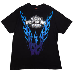 Vintage Black/Blue Harley Davidson Flame Tee (1993)